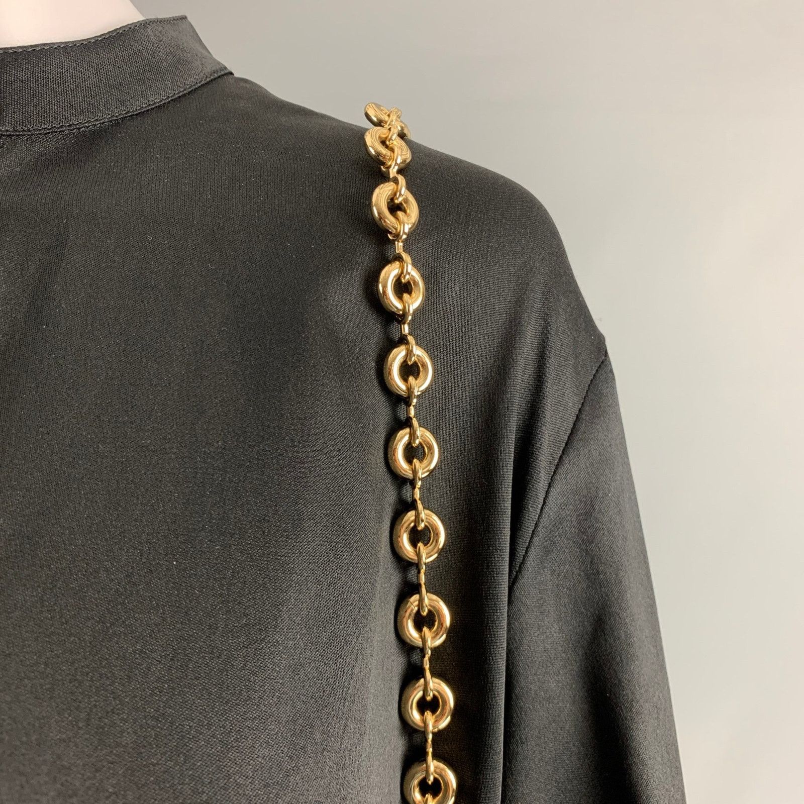Loewe LOEWE Size 0 Black Gold Silk Chain Shirt Dress Size XS / US 0-2 / IT 36-38 - 2 Thumbnail