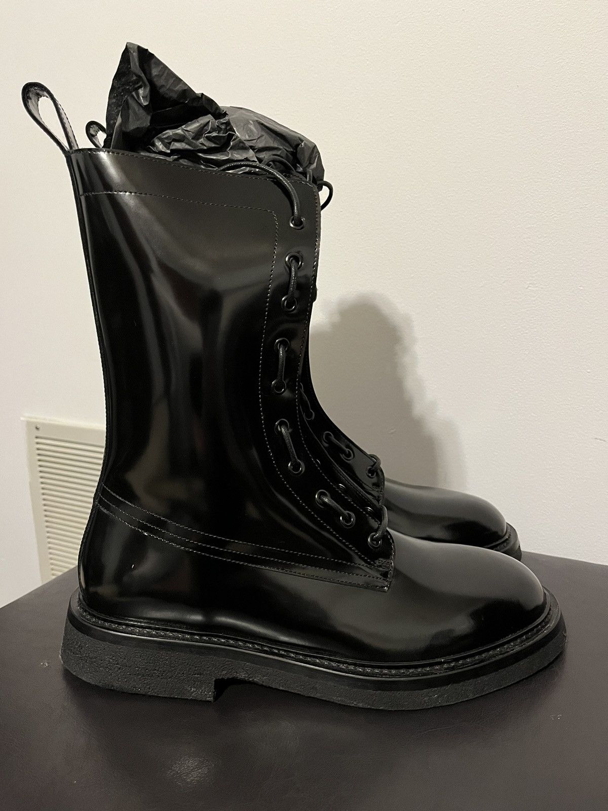 image of From The First Lorenzo Hi-Shine Combat Boot in Black, Men's (Size 10)