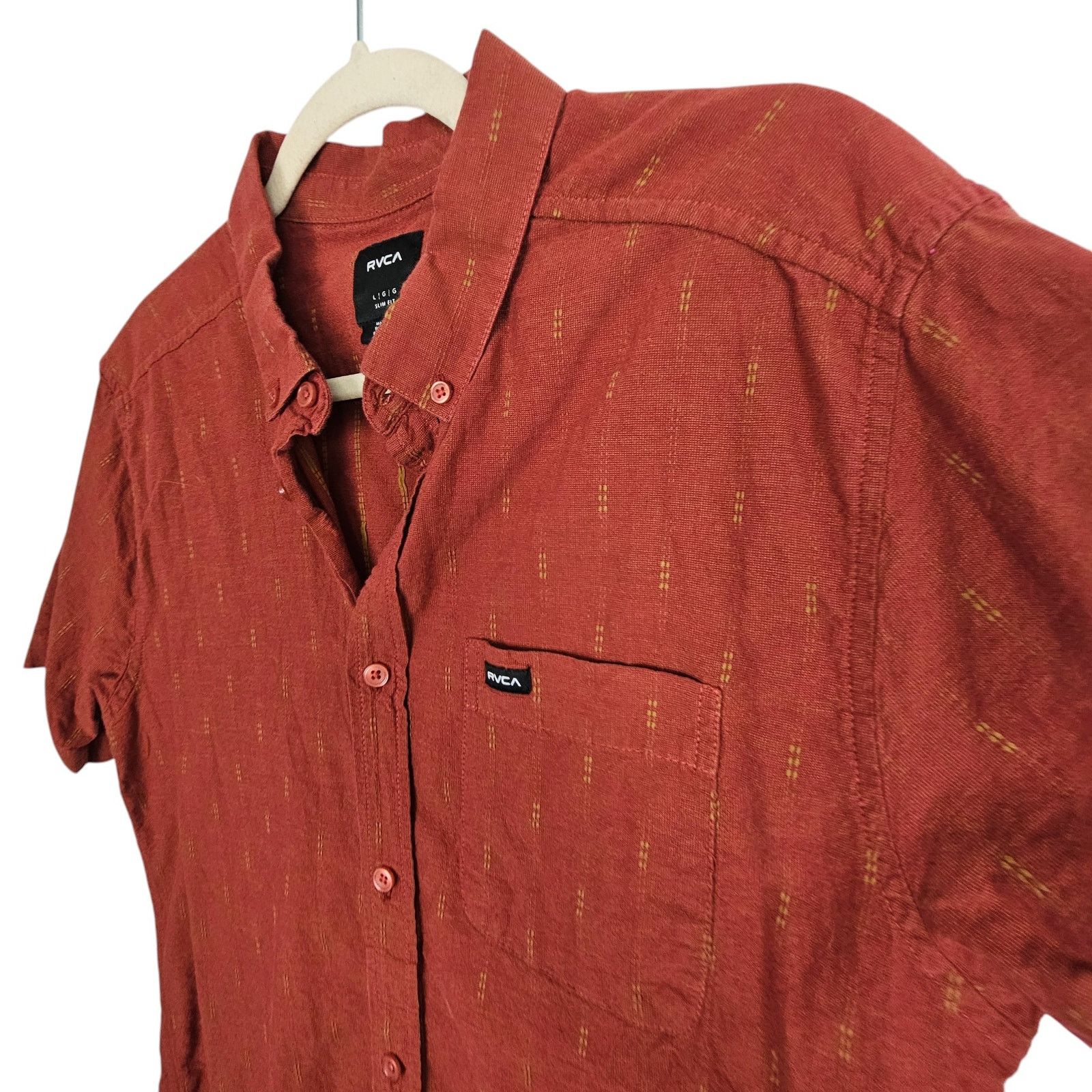 RVCA RVCA Mens Red Button Slim Fit Shirt Size L Skater Casual Size US L / EU 52-54 / 3 - 5 Thumbnail
