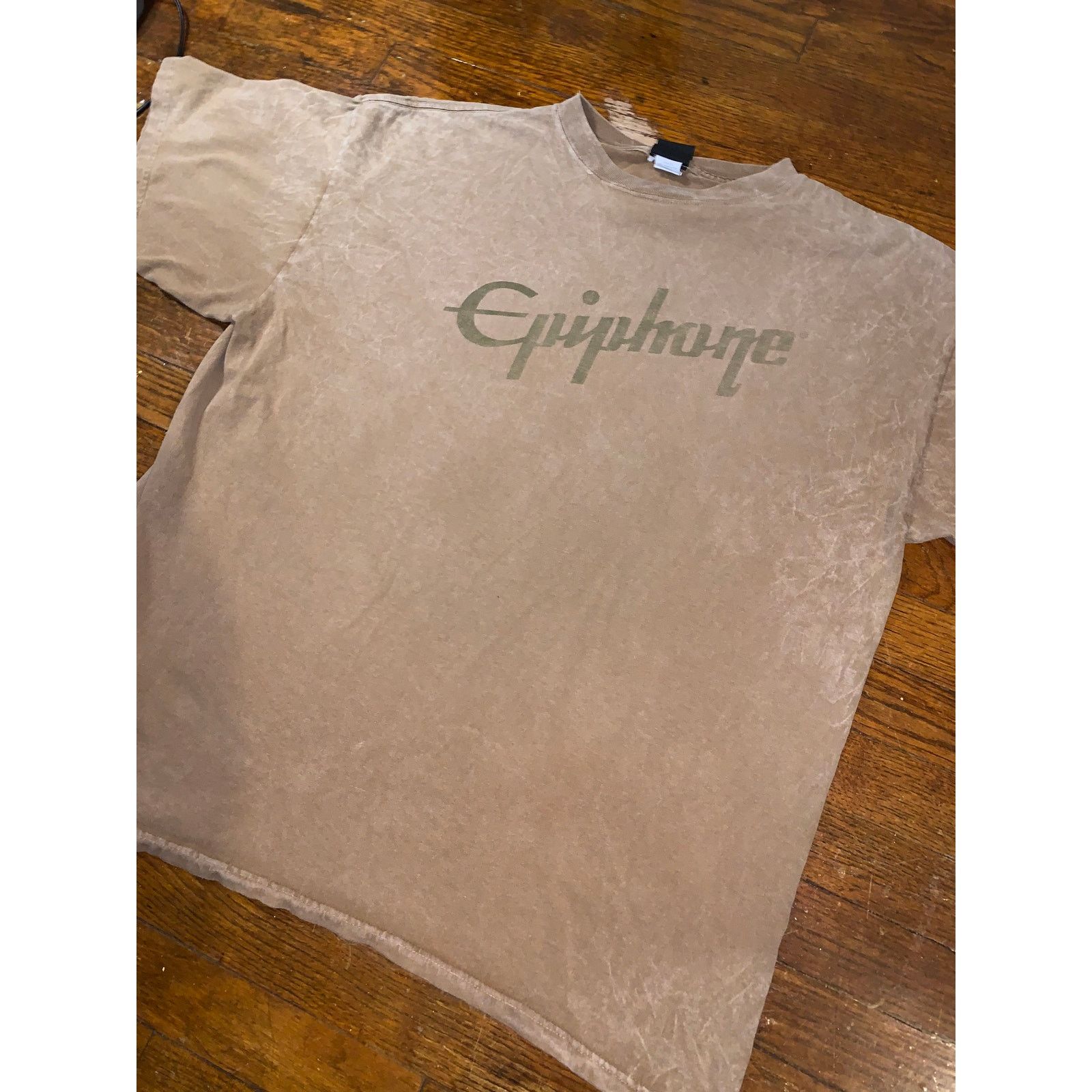 Fender × Other × Vintage Epiphone Gibson Guitar T Shirt XL Sand Tan Acid Wash Grunge Size US XL / EU 56 / 4 - 5 Thumbnail