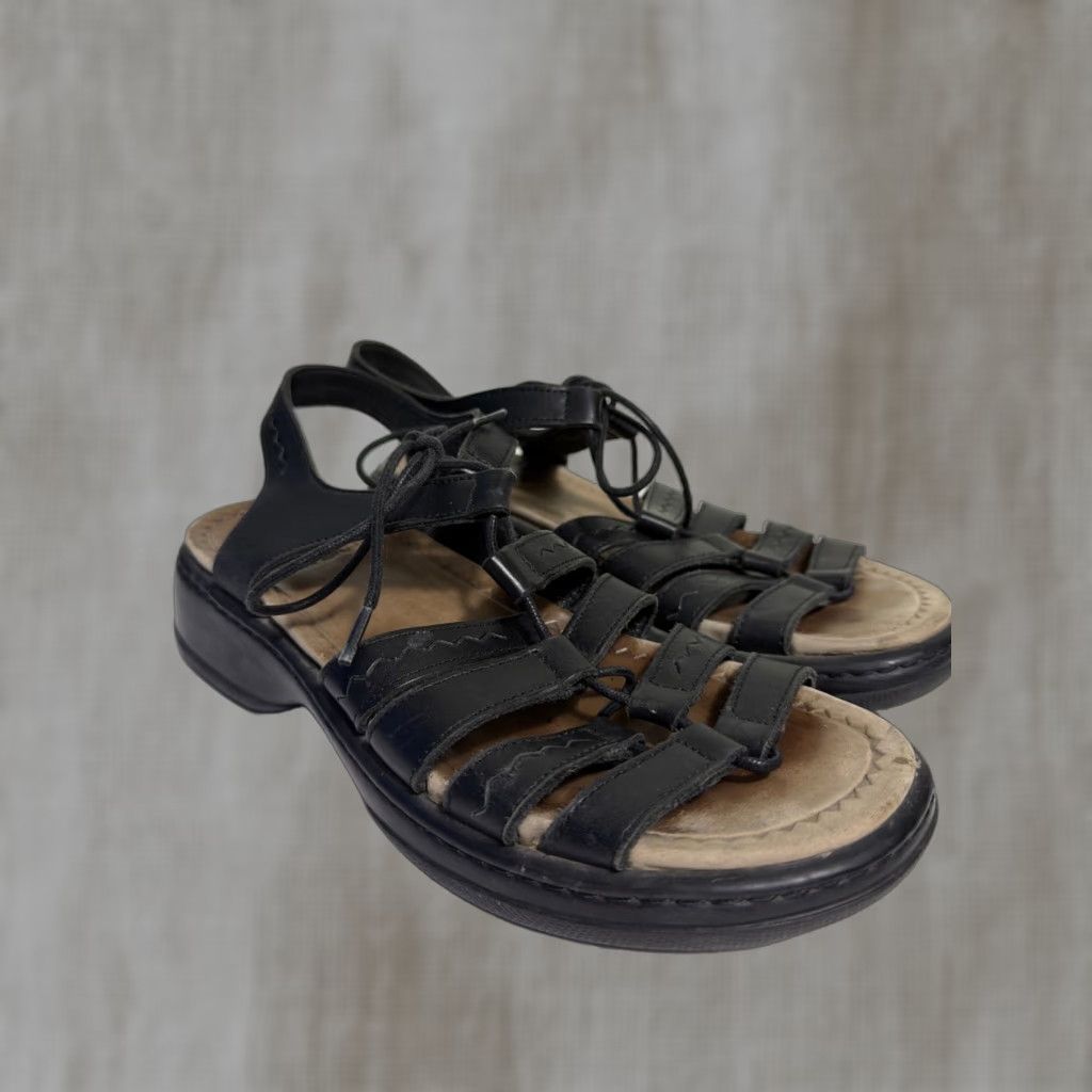Dansko Dansko Elena Gladiator Sandals Womens Size 38 US 7.5-8 Black Leather Strappy Adjustable Lace Up Casual Shoes Size US 8 / IT 38 - 1 Thumbnail