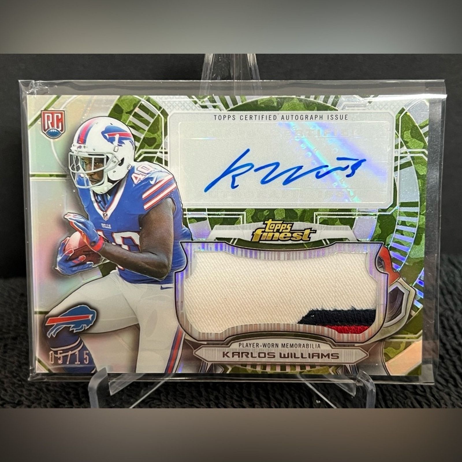 Topperz 2015 Topps Finest Rookie Camo Refractor /15 Karlos Williams Size ONE SIZE - 1 Thumbnail