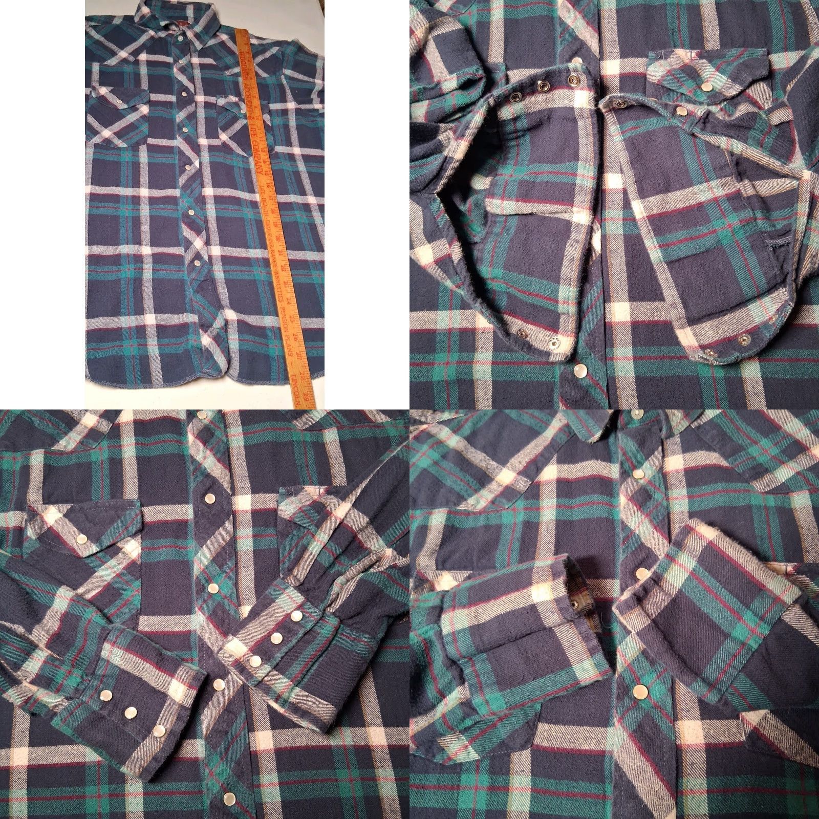 Wrangler Wrangler Western Shirt Men XL Blue Plaid Flannel Pearl Snap Rodeo Cowboy Ranch Size US XL / EU 56 / 4 - 8 Thumbnail