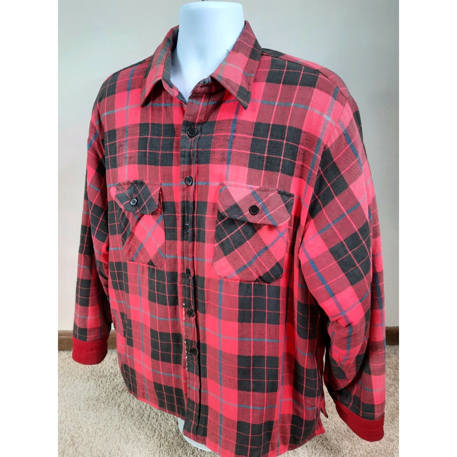 Vintage VINTAGE Woodland Flannel Quilt Lined Jacket Coat Shirt Red Mens XL Rockabilly Size US XL / EU 56 / 4 - 5 Thumbnail
