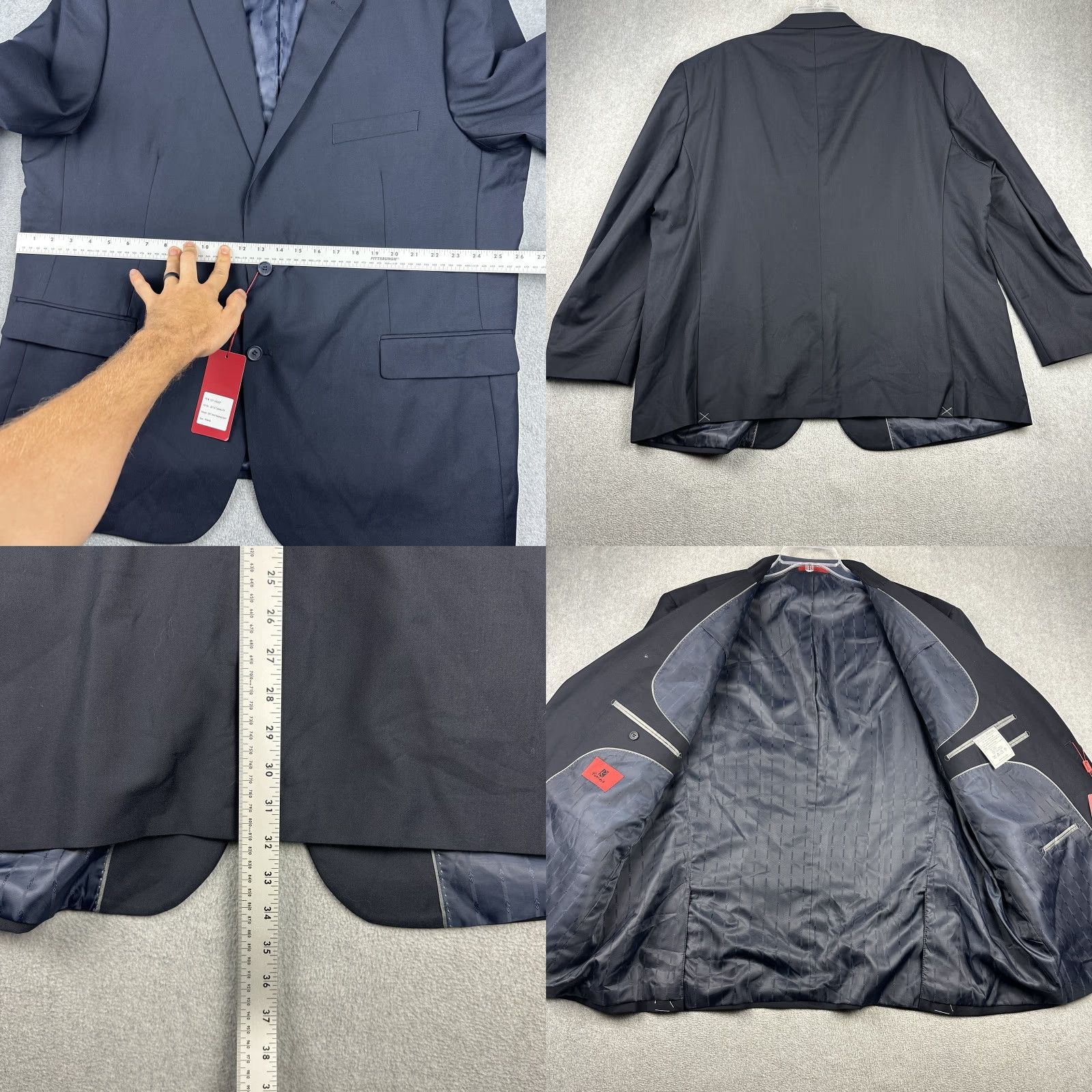 Vintage Renvi Mens 54R Navy Blue Classic Fit 2 Button Blazer Pants Set Formal New Suit 2 Piece Size 54R - 8 Thumbnail