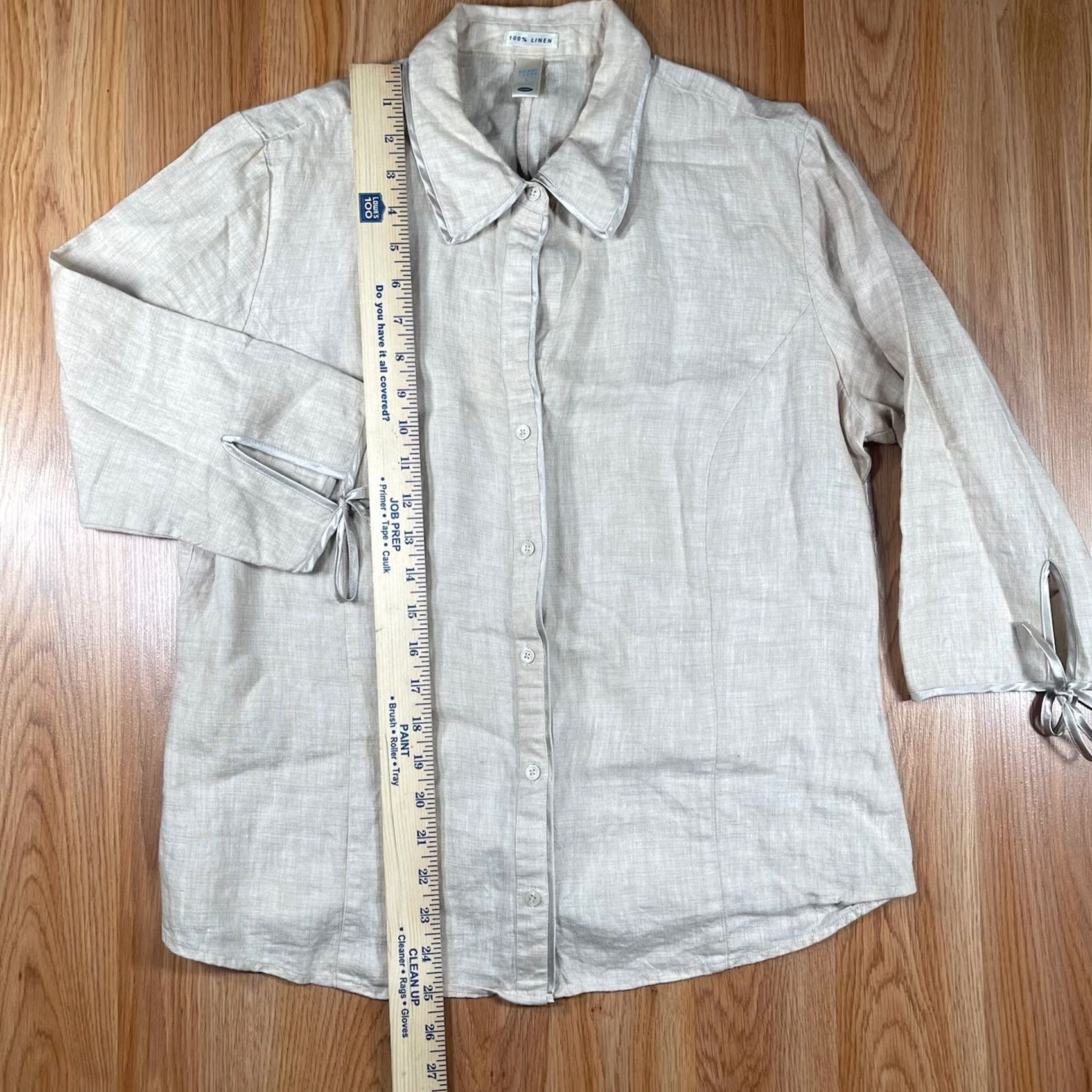 Old Navy Old Navy Shirt 100% Linen Button-Up Collared 3/4 Sleeve Womens Size XL Beige Size XL / US 12-14 / IT 48-50 - 3 Thumbnail
