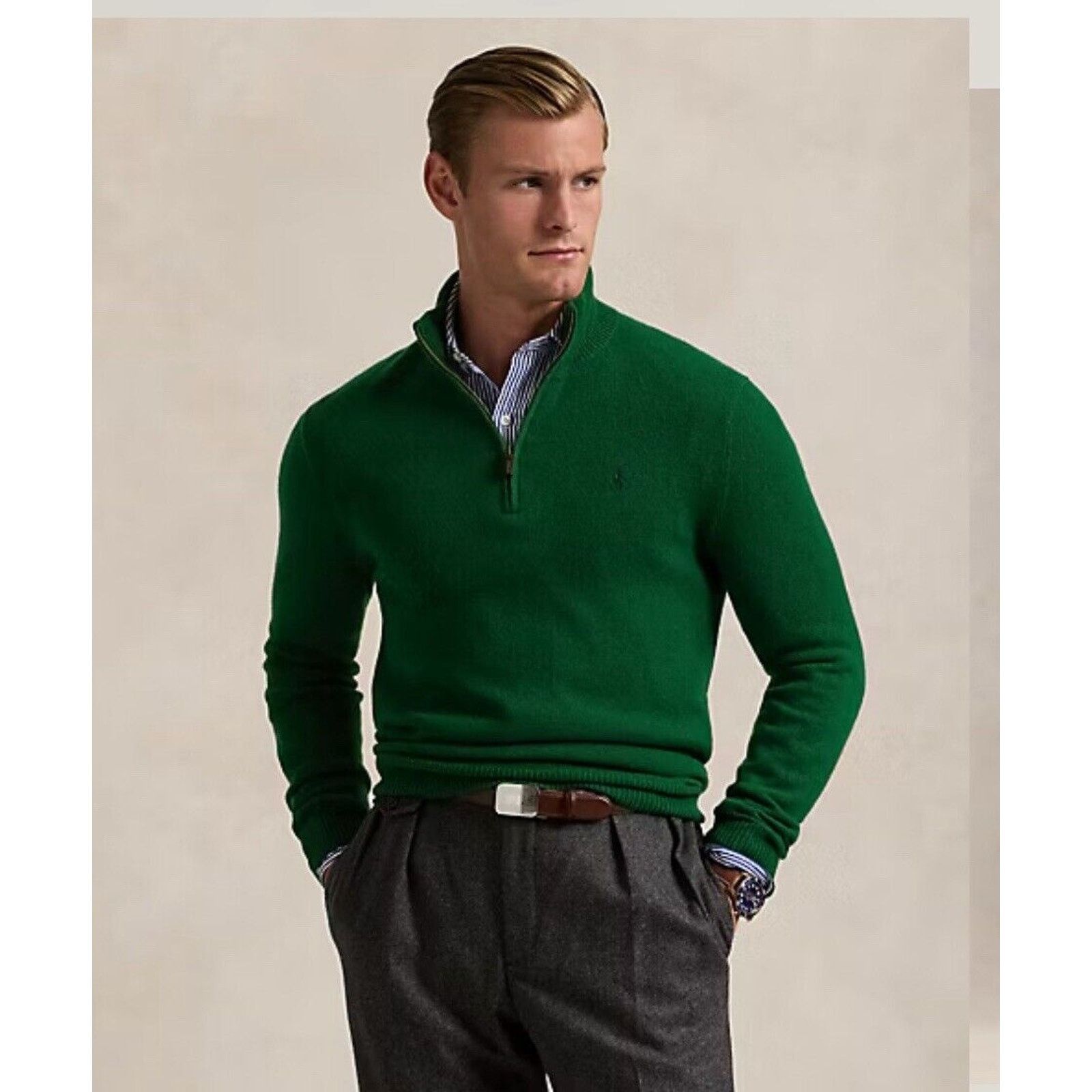 Ralph Lauren NEW POLO Ralph Lauren Wool Pullover Sweater Green Medium Size US S / EU 44-46 / 1 - 1 Thumbnail