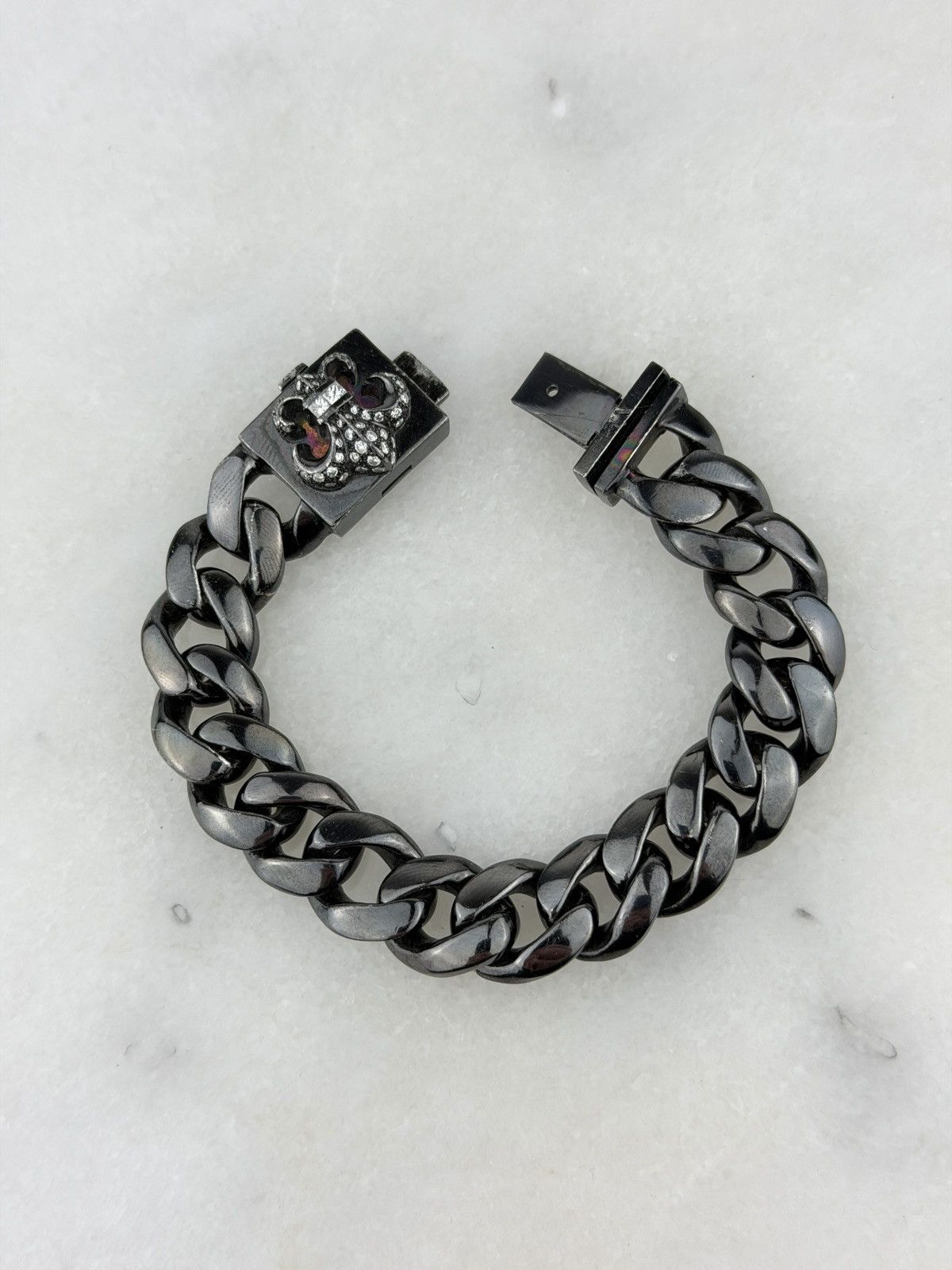 Chrome Hearts RARE CHROME HEARTS BLACK RHODIUM FLEUR BOX ID PAVED DIAMOND Size ONE SIZE - 2 Thumbnail