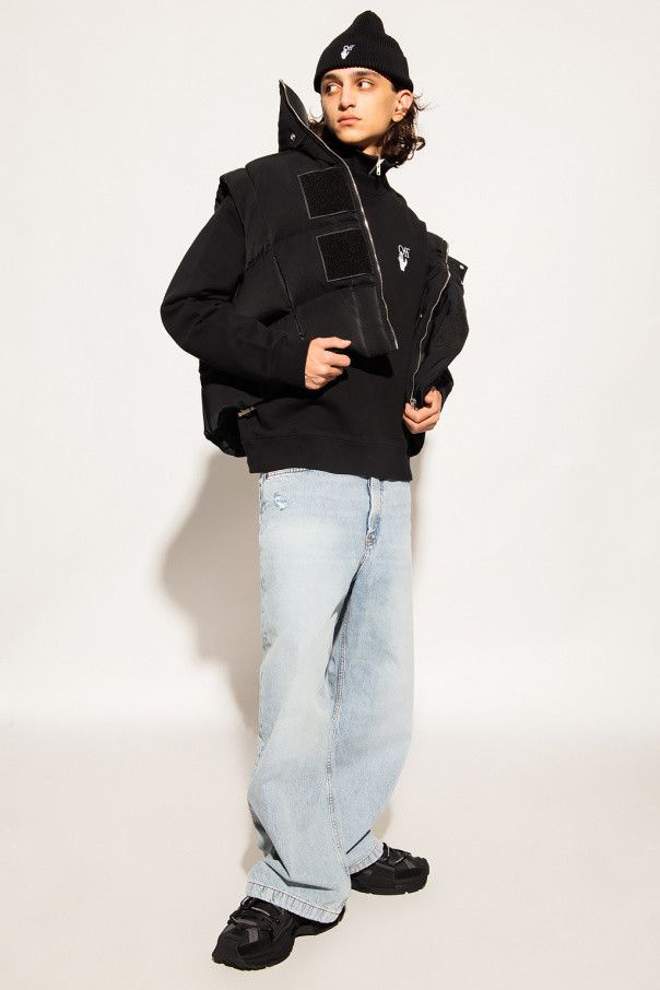 Off-White Black Cut Here Logo Oversized Skate Sweatshirt Size US L / EU 52-54 / 3 - 4 Thumbnail