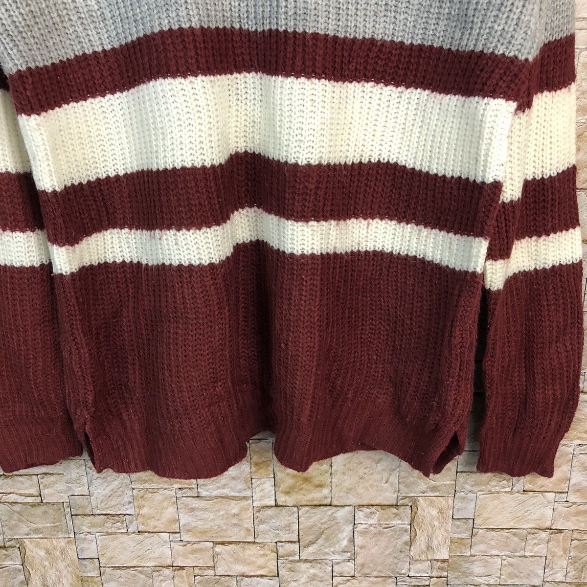 Homespun Knitwear One Way Stripe Dark Blue Knitwear #A394 Size M / US 6-8 / IT 42-44 - 6 Thumbnail
