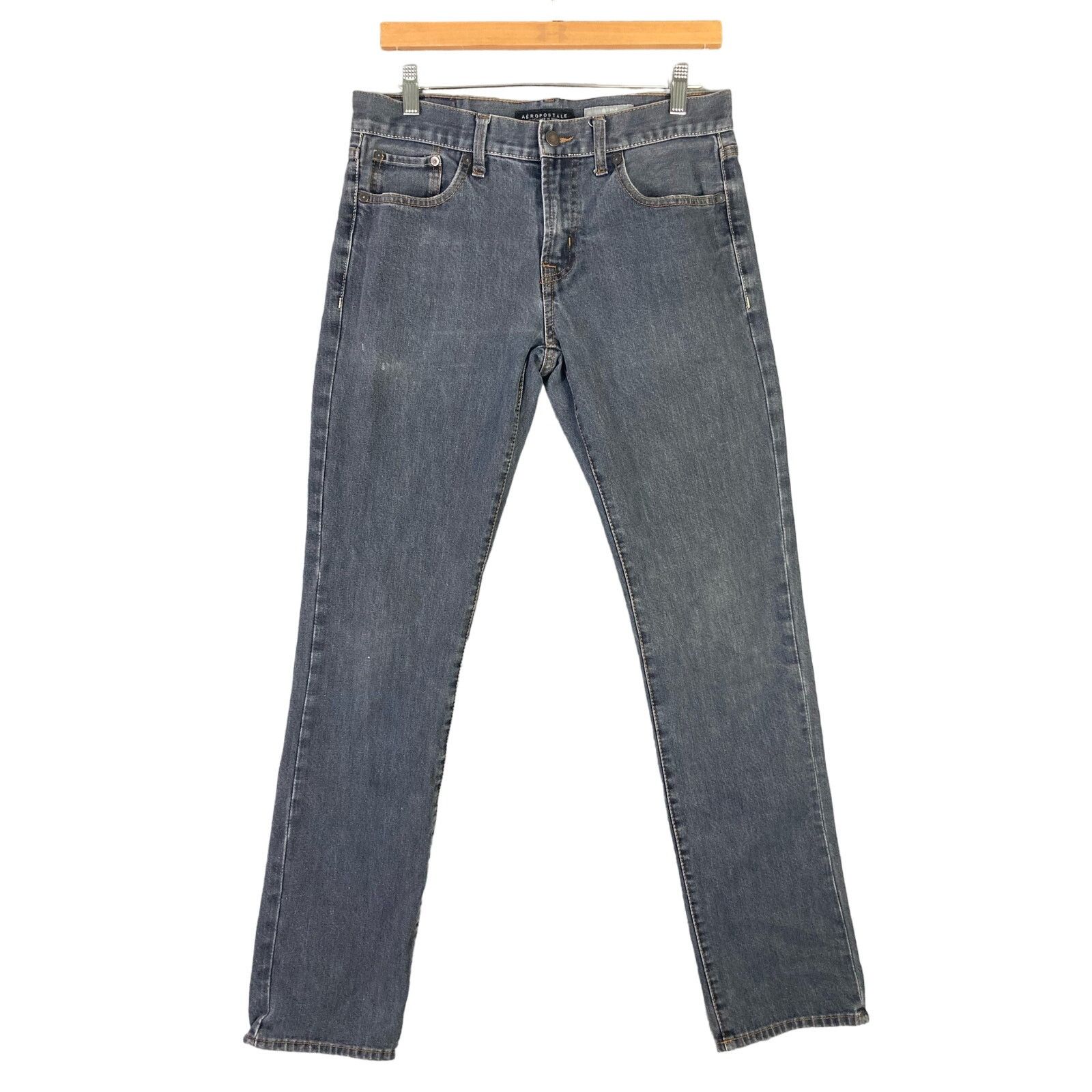 Aeropostale Aeropostale Men's Slim Straight Jeans Gray Denim Size 30x34 Size US 30 / EU 46 - 1 Thumbnail