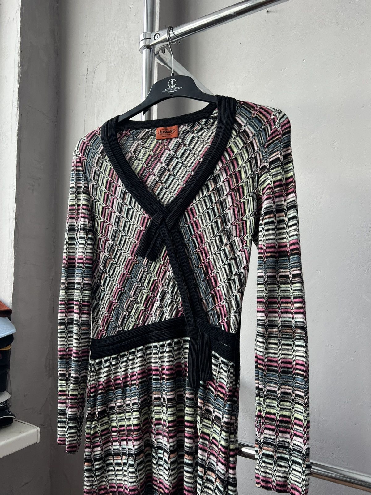 Missoni MISSONI WRAP KNIT ZIGZAG DRESS BLEND WOOL SLEEVE SIZE IT 42 Size M / US 6-8 / IT 42-44 - 4 Thumbnail