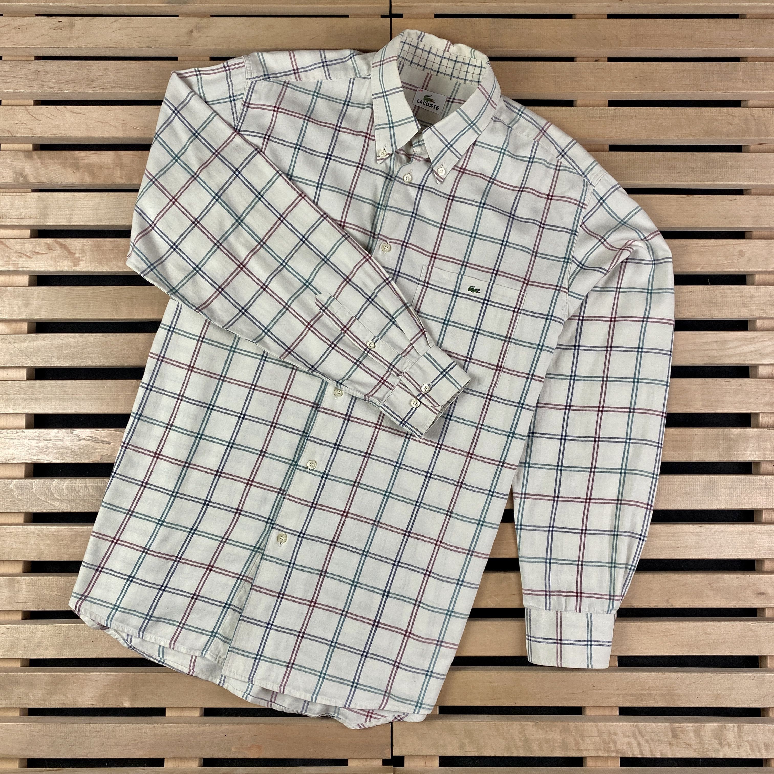 Lacoste Mens Vintage Long Sleeve Shirts Lacoste Size 40 Cotton Size US L / EU 52-54 / 3 - 1 Thumbnail