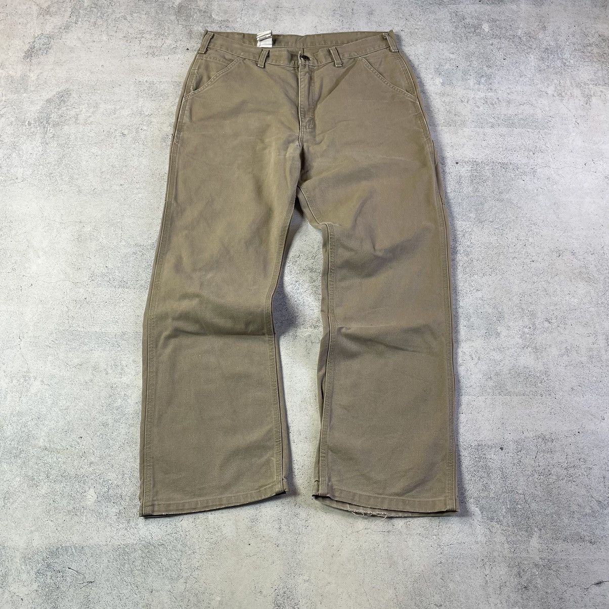 Carhartt × Vintage VTG CARHARTT BEIGE CANVAS DOUBLE KNEE CARPENTER PANTS Size US 34 / EU 50 - 3 Thumbnail