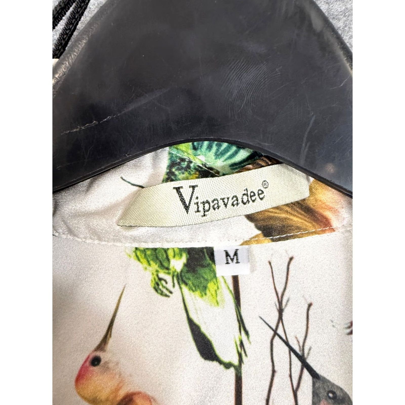 Vintage Vipavadee Shirt Womens M White AOP Hummingbird Button Up Long Sleeve USA Made Size M / US 6-8 / IT 42-44 - 6 Thumbnail