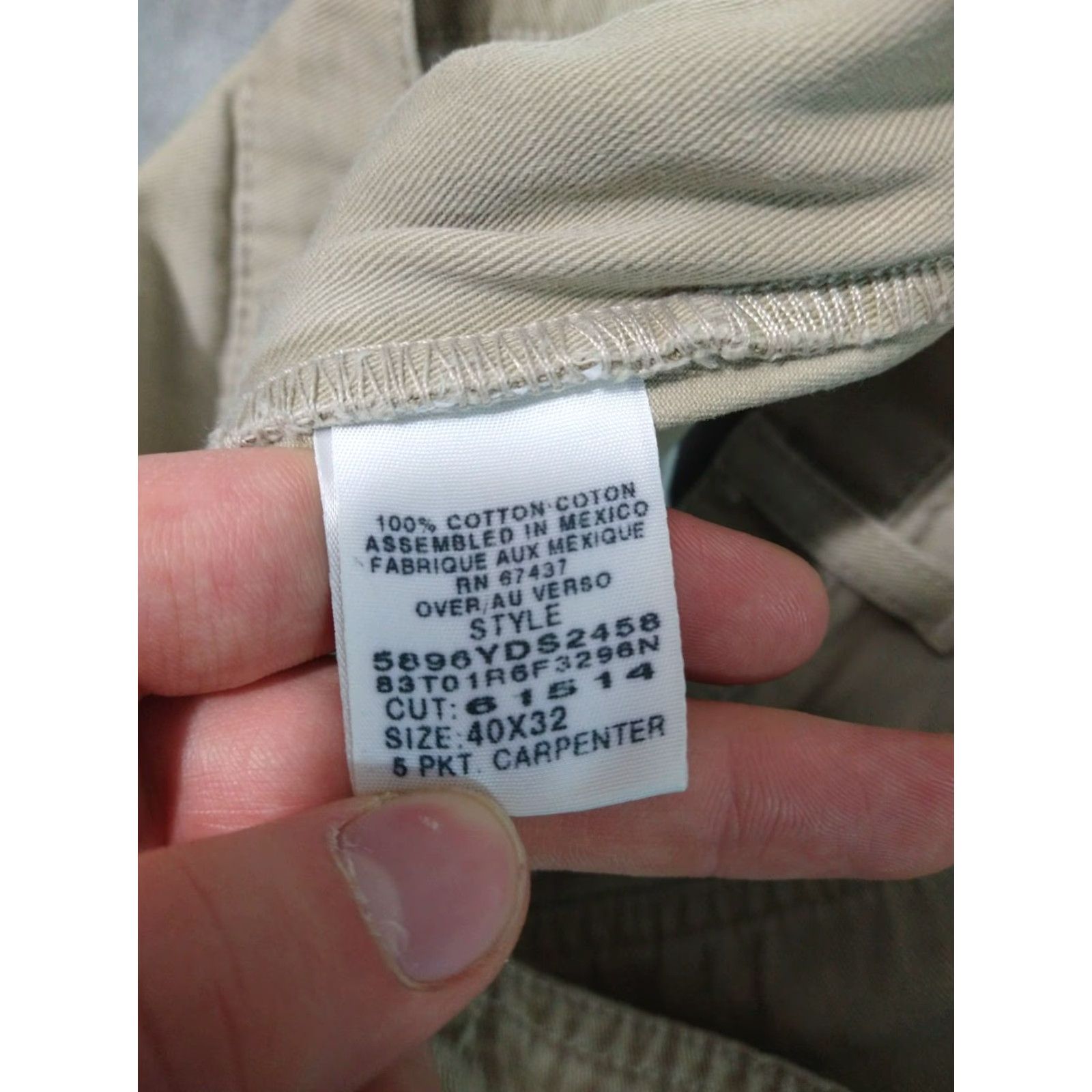 Polo Ralph Lauren Polo Jeans Co Pants Mens 40x32 Beige Chino Carpenter Straight Leg High Rise Size US L / EU 52-54 / 3 - 7 Thumbnail