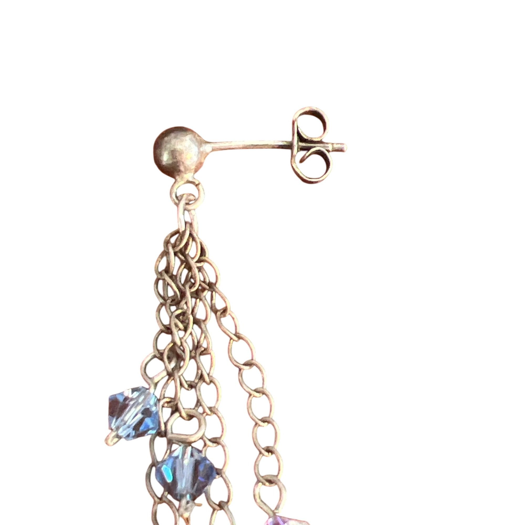 Other Vintage Sterling Silver Stud Dangle Earrings Glass Faceted B Size ONE SIZE - 3 Thumbnail