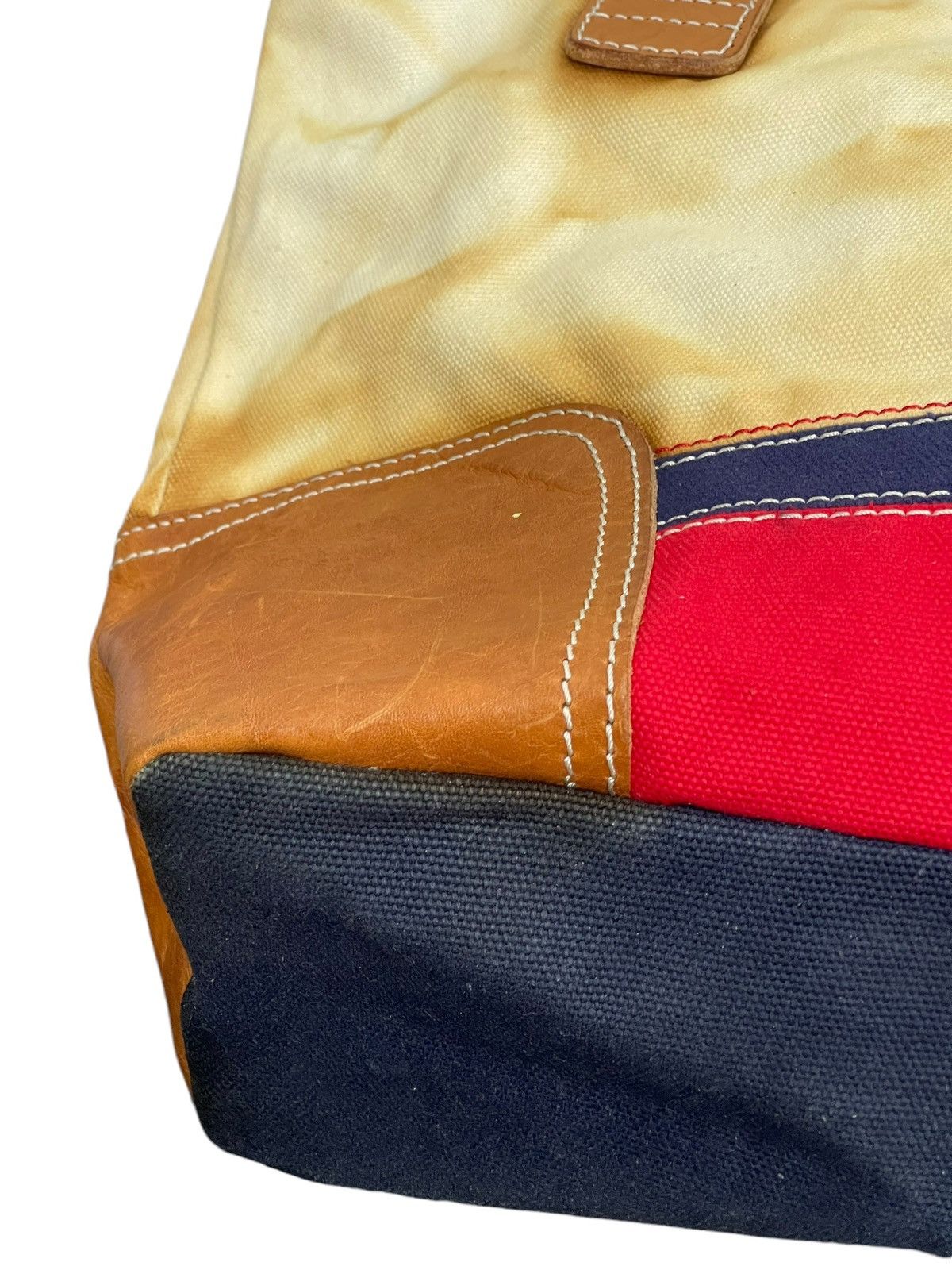 Genuine Leather Leather Cotton Canvas Vtg Tommy Hilfiger Tote Bag 4🟩 Size ONE SIZE - 13 Thumbnail