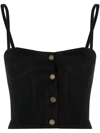 Saint Laurent Paris o1s1wg111024 Denim Corset Top in Black Size M / US 6-8 / IT 42-44 - 1 Thumbnail