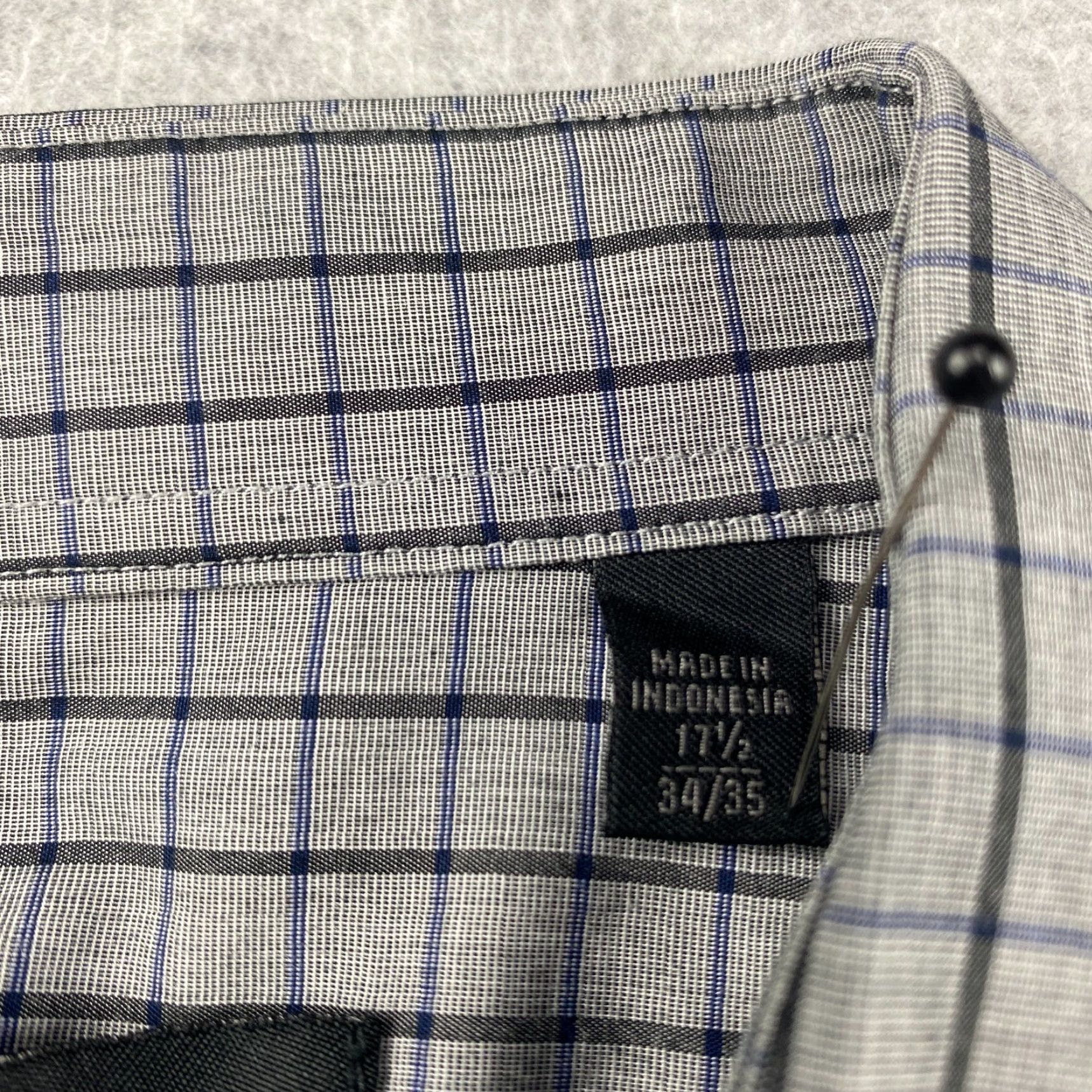 John Varvatos John Varvatos Star USA Shirt Button Up Mens XL 17.5 34/35 Gray Plad Long Sleeve Size US XL / EU 56 / 4 - 7 Thumbnail