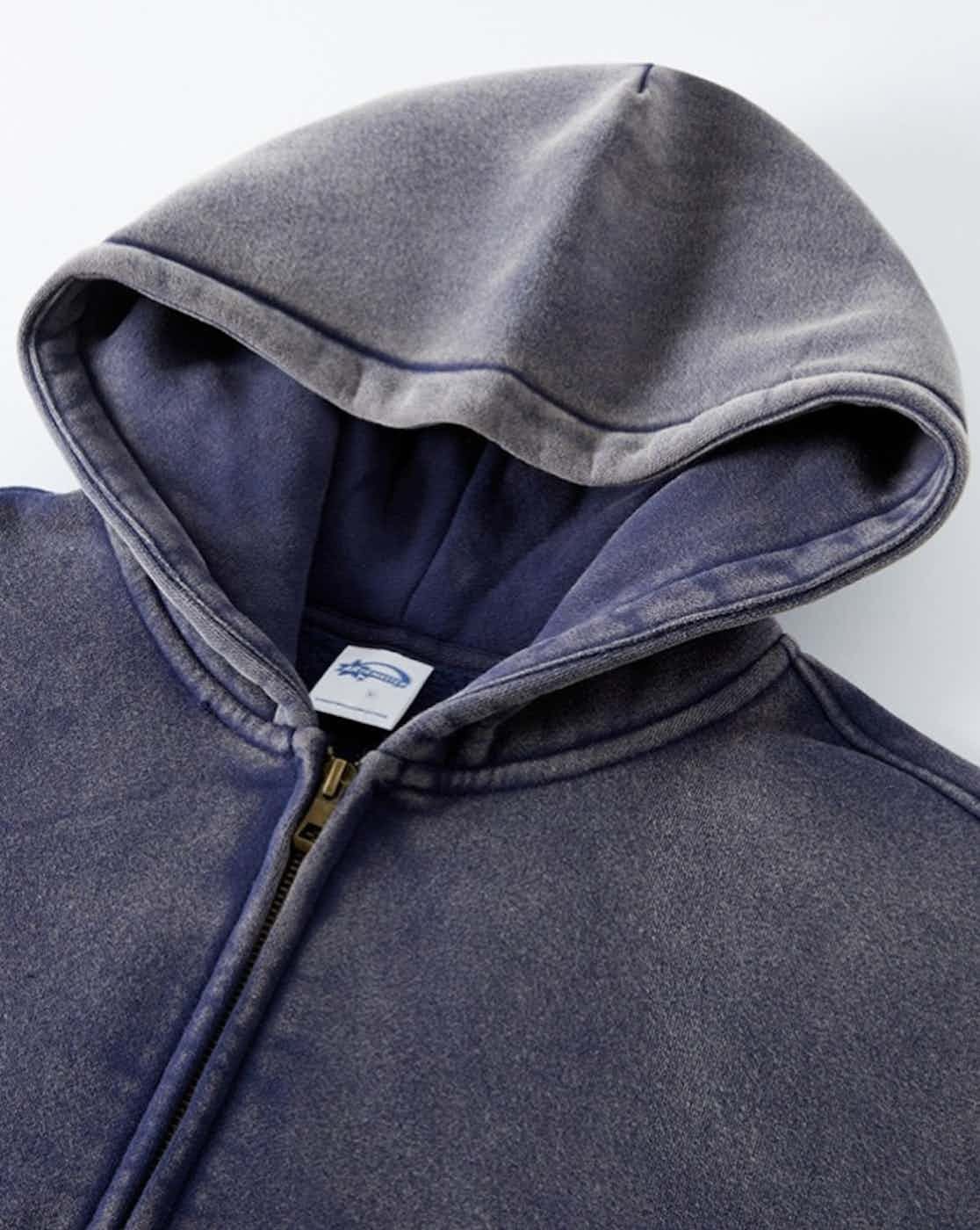 Japanese Brand × Vintage Navy blue Acid washed faded Zippered Oversized Hoodie Size US M / EU 48-50 / 2 - 4 Thumbnail
