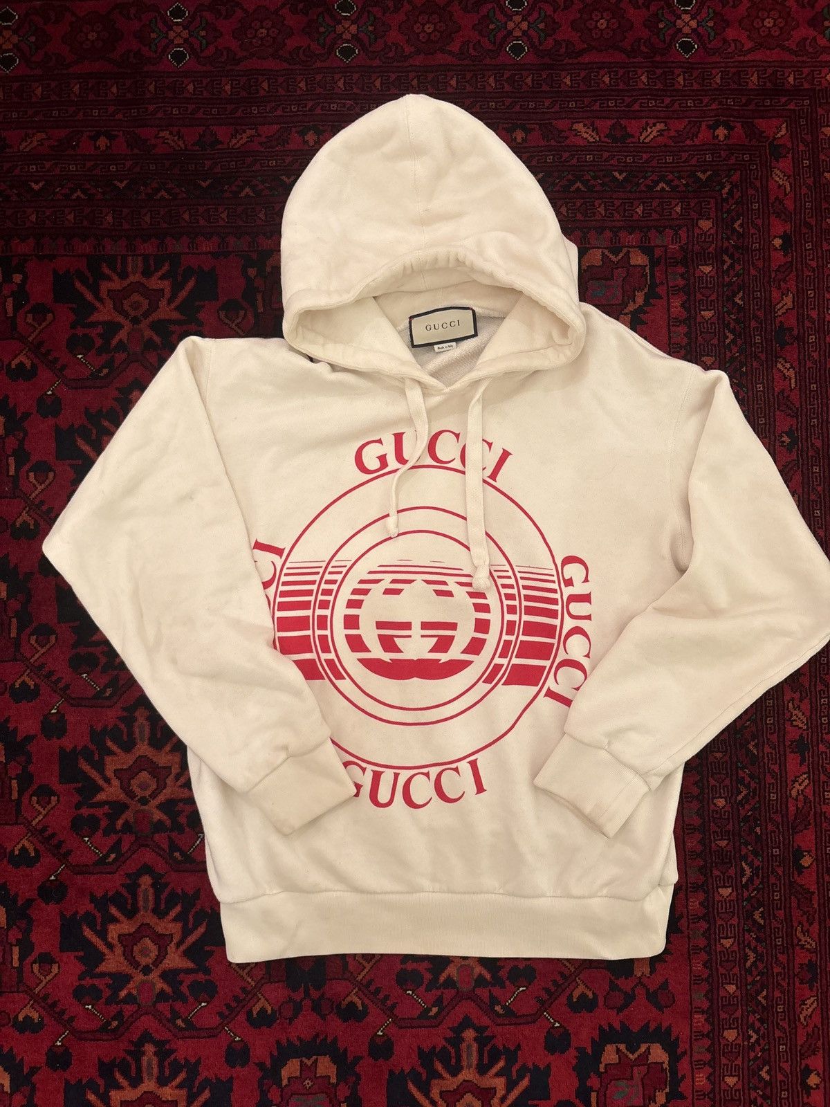 Gucci Gucci white red logo hoodie Size US S / EU 44-46 / 1 - 1 Thumbnail