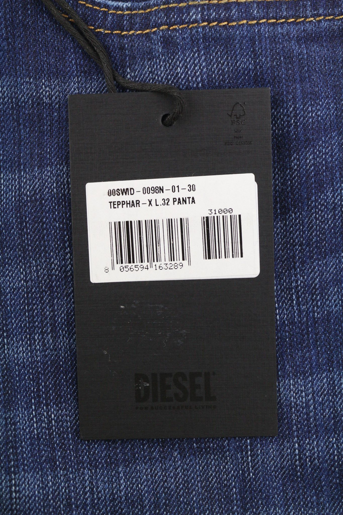 Diesel TEPPHAR 0098N W30/L32 Slim Ripped Blue Jeans 40196 Size US 30 / EU 46 - 10 Thumbnail