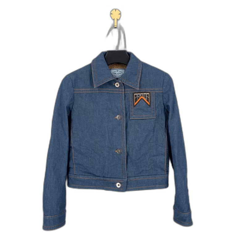 Prada Prada Blue Denim Logo Jacket-yf Size US M / EU 48-50 / 2 - 1 Thumbnail