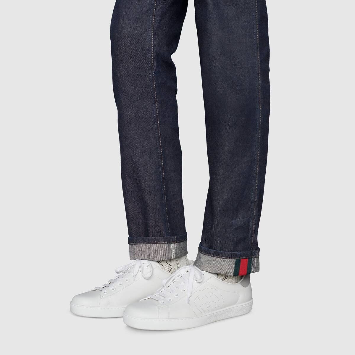 Gucci o1mt1gz0725 Tapered Jeans With Web in Dark Blue Size US 26 / EU 42 - 7 Thumbnail