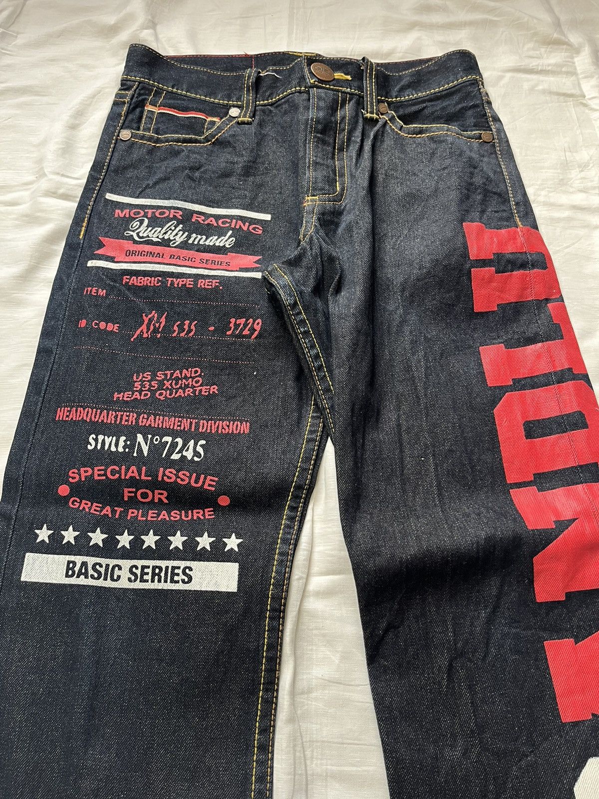 If Six Was Nine × Japanese Brand Selvedge Co & Lu Denim Jeans Motor Racing Spellout Size US 30 / EU 46 - 6 Thumbnail