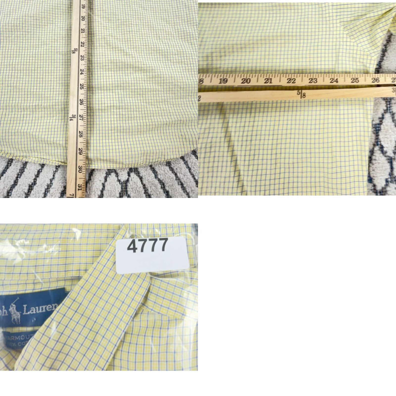 Ralph Lauren Ralph Lauren Button-Up Shirt Men 16.5 32 Yellow Blue Plaid Classic Fit Dress Yarmouth Poplin Button-Front Casual Size 46R - 8 Thumbnail