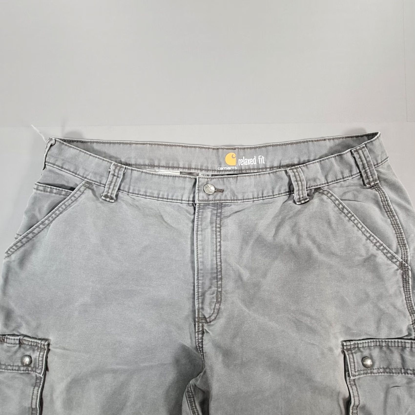 Carhartt Carhartt Mens Cargo Trousers Grey W42 L28 Relaxed Fit Workwear Pants Size US 42 / EU 58 - 2 Thumbnail