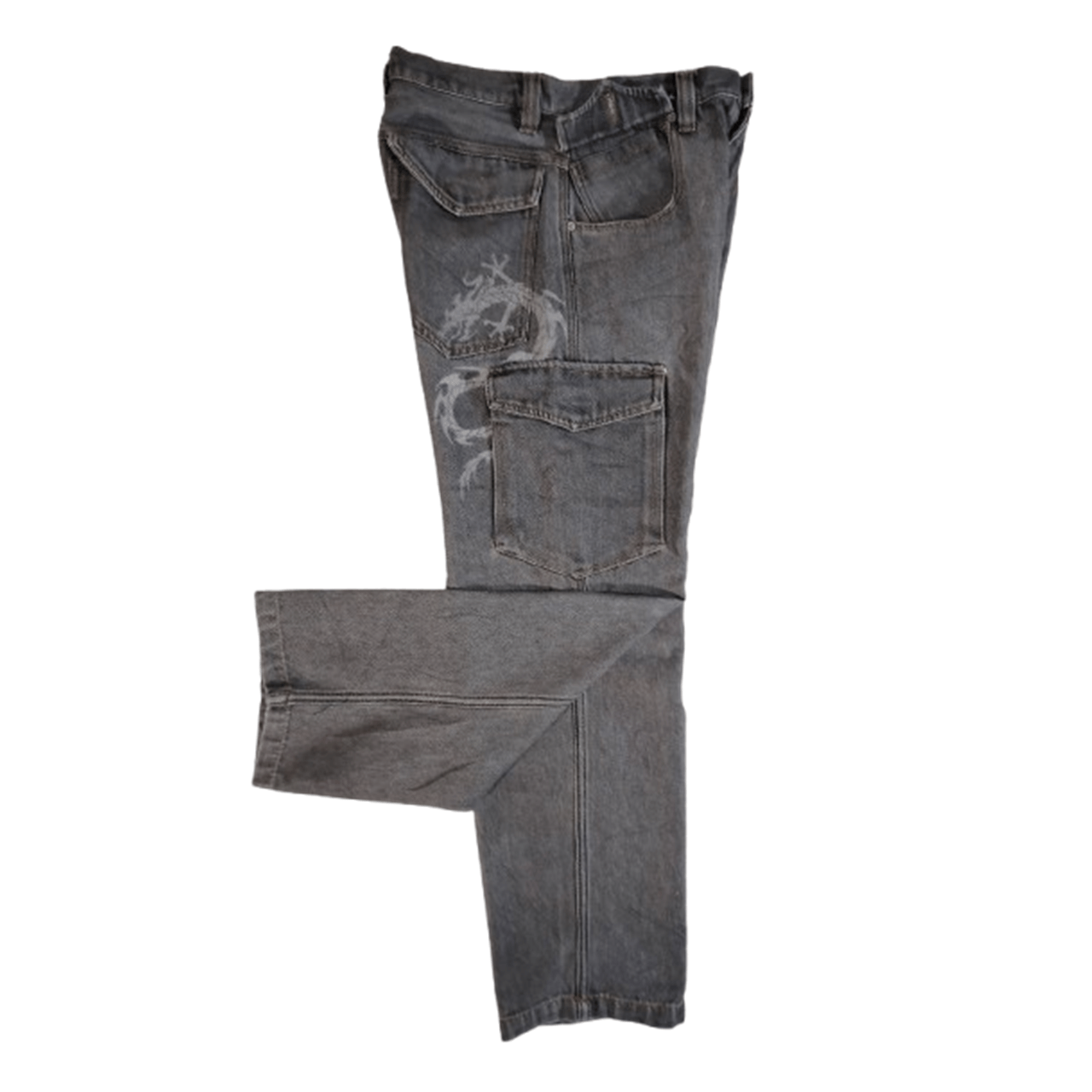 Japanese Brand ARCHIVAL Y2K PJ'S SURF "Dragon" Baggy Cargo Denim Size US 30 / EU 46 - 5 Thumbnail
