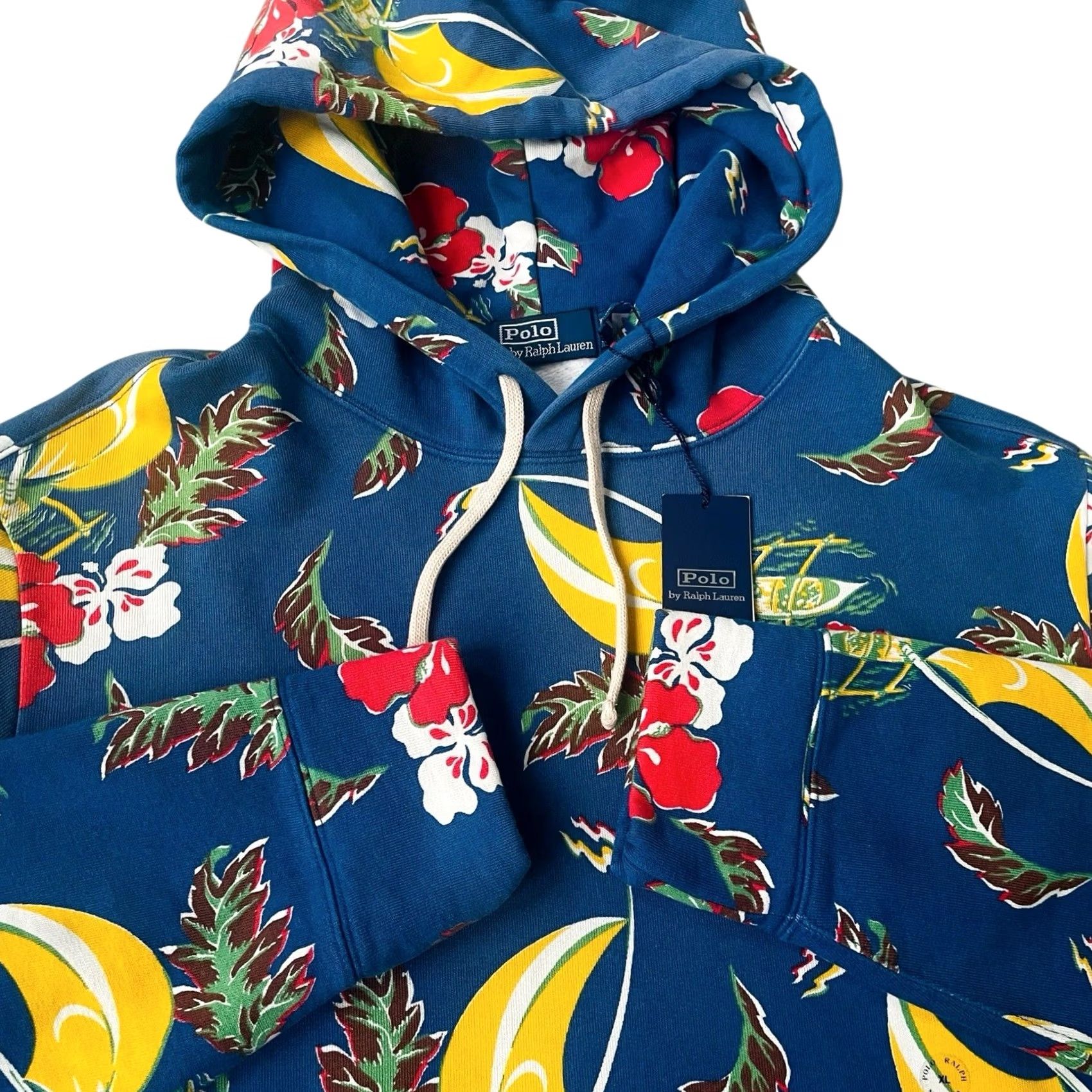 Polo Ralph Lauren VINTAGE Polo Ralph Lauren Hoodie Medium Blue Tropical Floral Fleece Mens Size US M / EU 48-50 / 2 - 2 Thumbnail