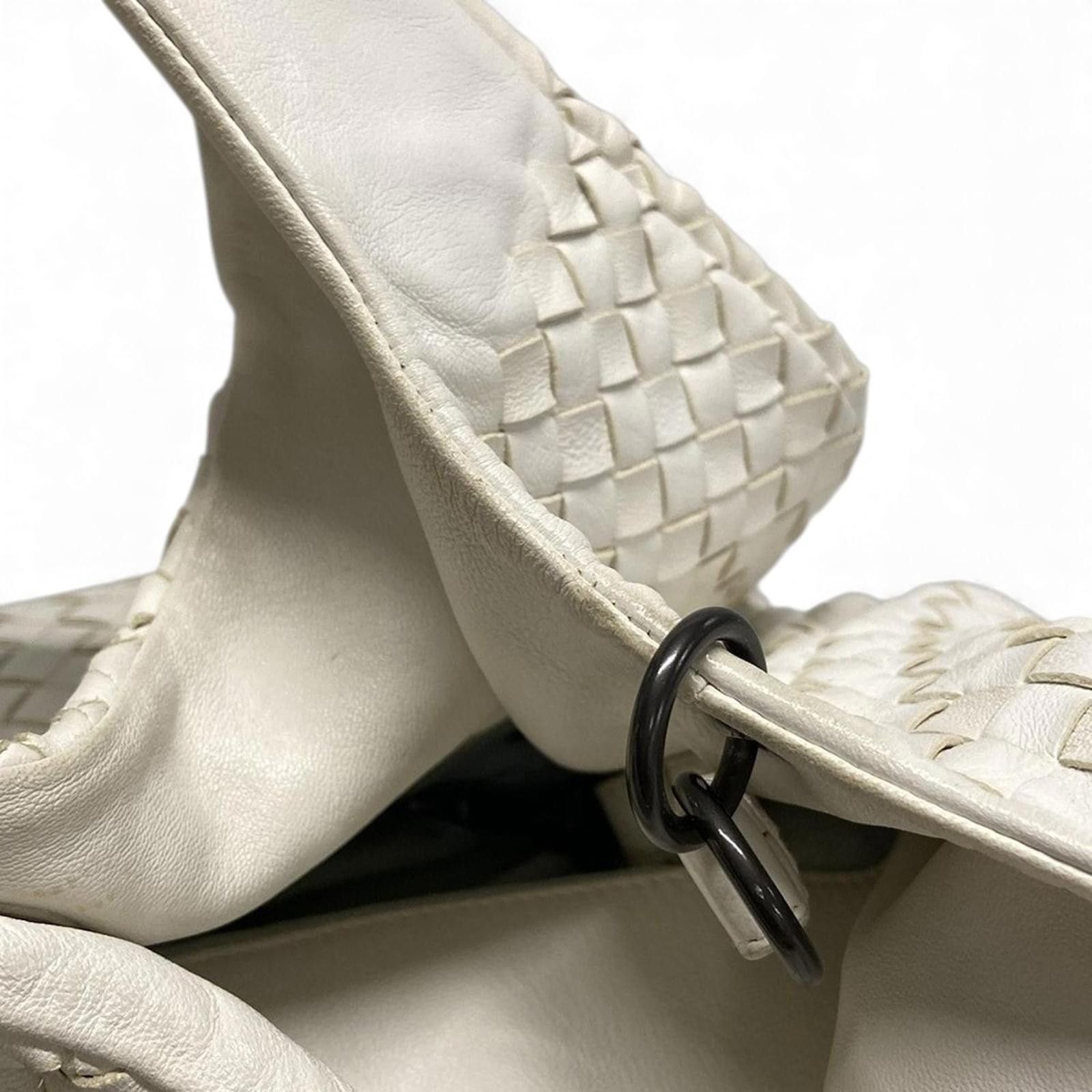 Bottega Veneta Bottega Veneta - White Woven Leather Shoulder Bag Size ONE SIZE - 8 Thumbnail