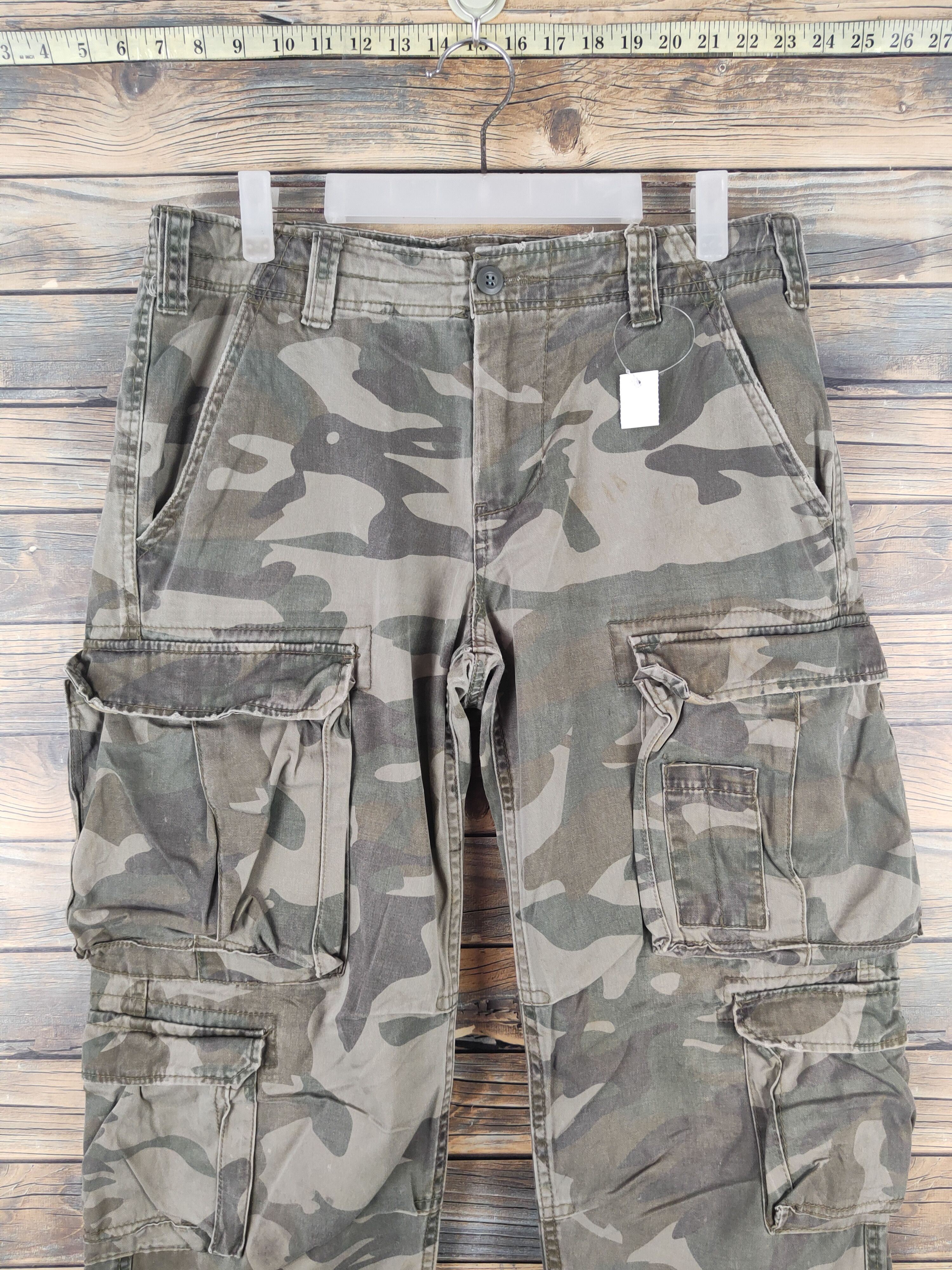Japanese Brand DL Real Crush Camouflage Multipocket Cargo Pants #46-250T Size US 33 - 2 Thumbnail