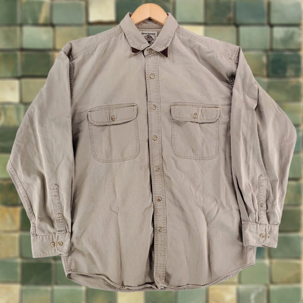 Banana Republic VINTAGE Banana Republic Button Up Shirt Mens L Beige 90s Safari Travel Tan Brown Long Sleeve Size US L / EU 52-54 / 3 - 1 Thumbnail
