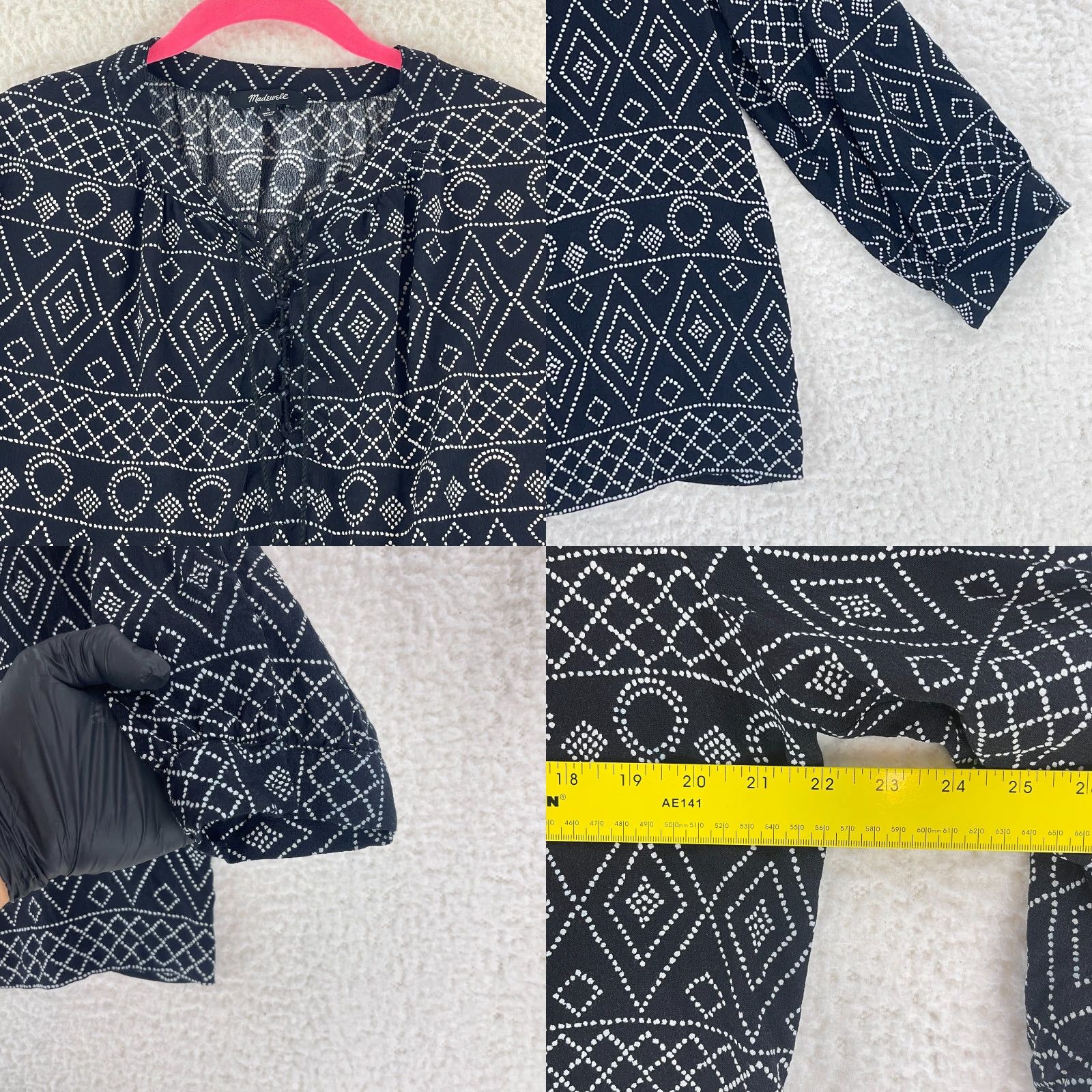 Madewell Madewell Black Lace-Up Peasant Caravan Shirt Womens 3/4 Sleeve Size Large Size L / US 10 / IT 46 - 8 Thumbnail