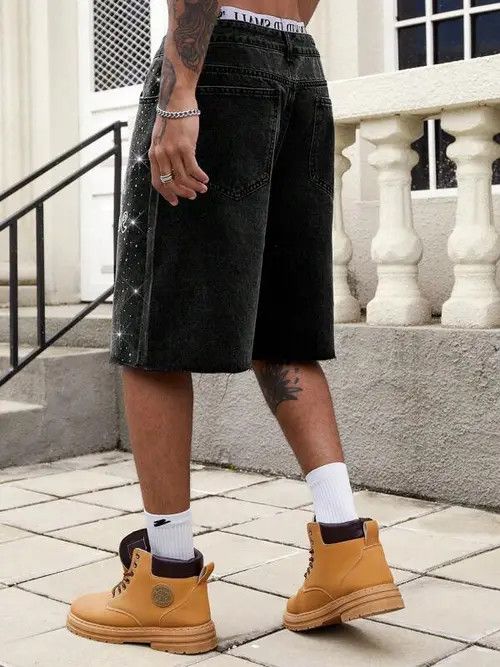 Japanese Brand × Vintage DRIP jeans jorts Y2K Rhinestone shorts Size US 34 / EU 50 - 4 Thumbnail