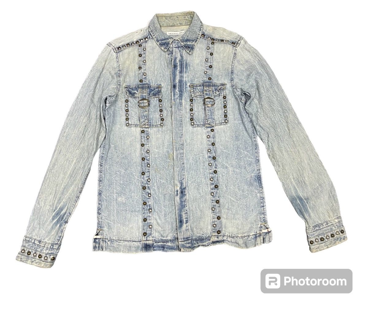 Japanese Brand 2000s KMRII INSPIRED STUDDED DENIM BUTTON UP DISTRESSED Size US S / EU 44-46 / 1 - 2 Thumbnail