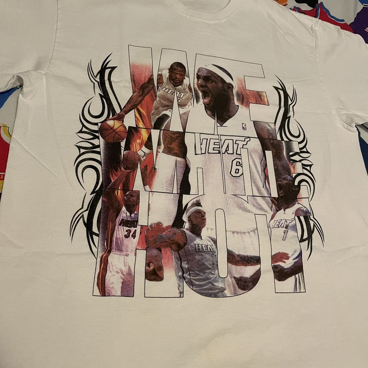 NBA × Vintage 2013 NBA Miami Heat White Hot LeBron James Basketball Tee Size US L / EU 52-54 / 3 - 2 Thumbnail