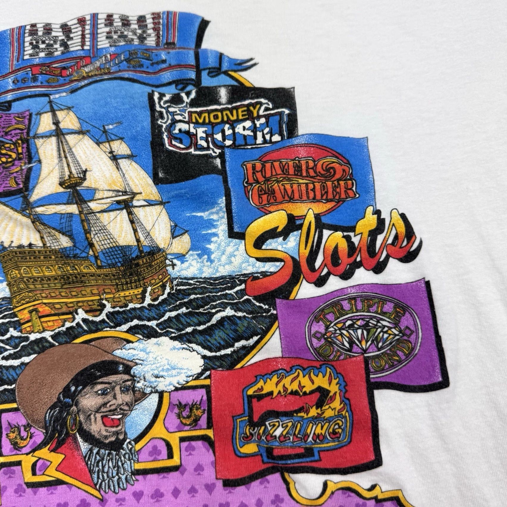 Vintage VINTAGE Short Hills Tee T-Shirt Male XL White Pirate Casino Gambling 90s Slot Machines Graphic Print Crew Neck Short Sleeve Mens XL 90s Theme Size US XL / EU 56 / 4 - 4 Thumbnail