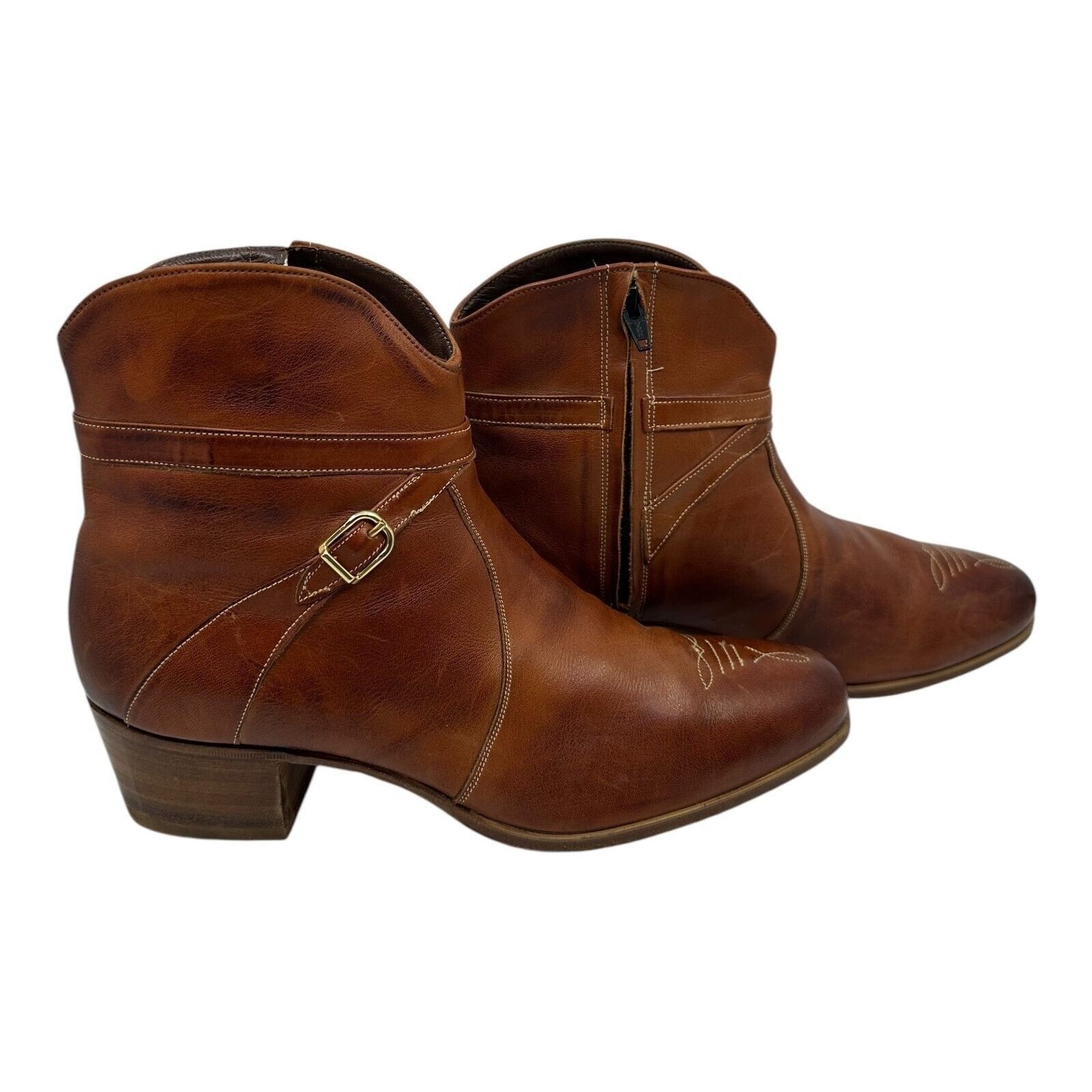 Florsheim Florsheim Womens Sz.10C Brown Leather Ankle Boots VTG. Size US 10 / IT 40 - 1 Thumbnail