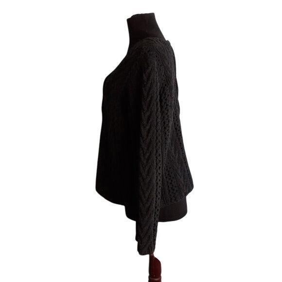 J. Jill J. Jill XL Cardigan Sweater Handknit Black Cable Knit Polyes Size XL / US 12-14 / IT 48-50 - 4 Thumbnail