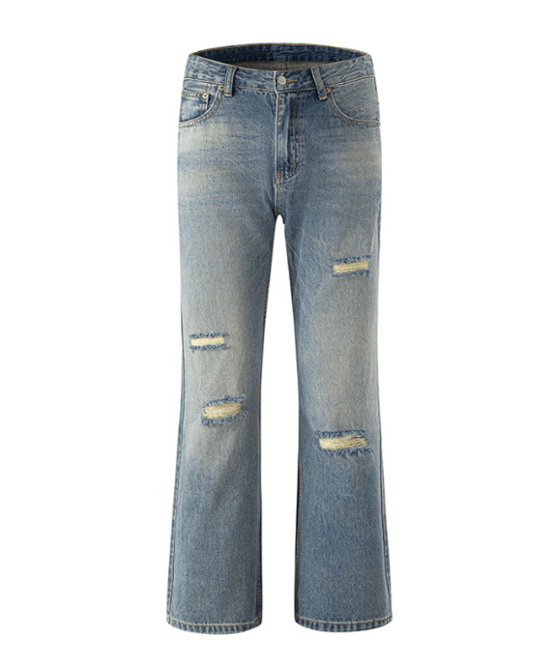Japanese Brand × Jean Retro simple classic distressed straight-leg ripped jeans Size US 32 / EU 48 - 1 Thumbnail