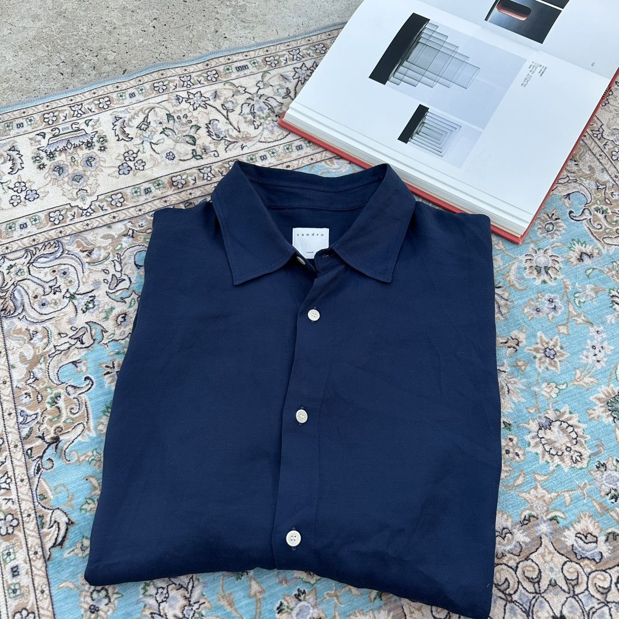 Sandro Sandro Paris Navy Short Sleeve Shirt Size US XXL / EU 58 / 5 - 2 Thumbnail