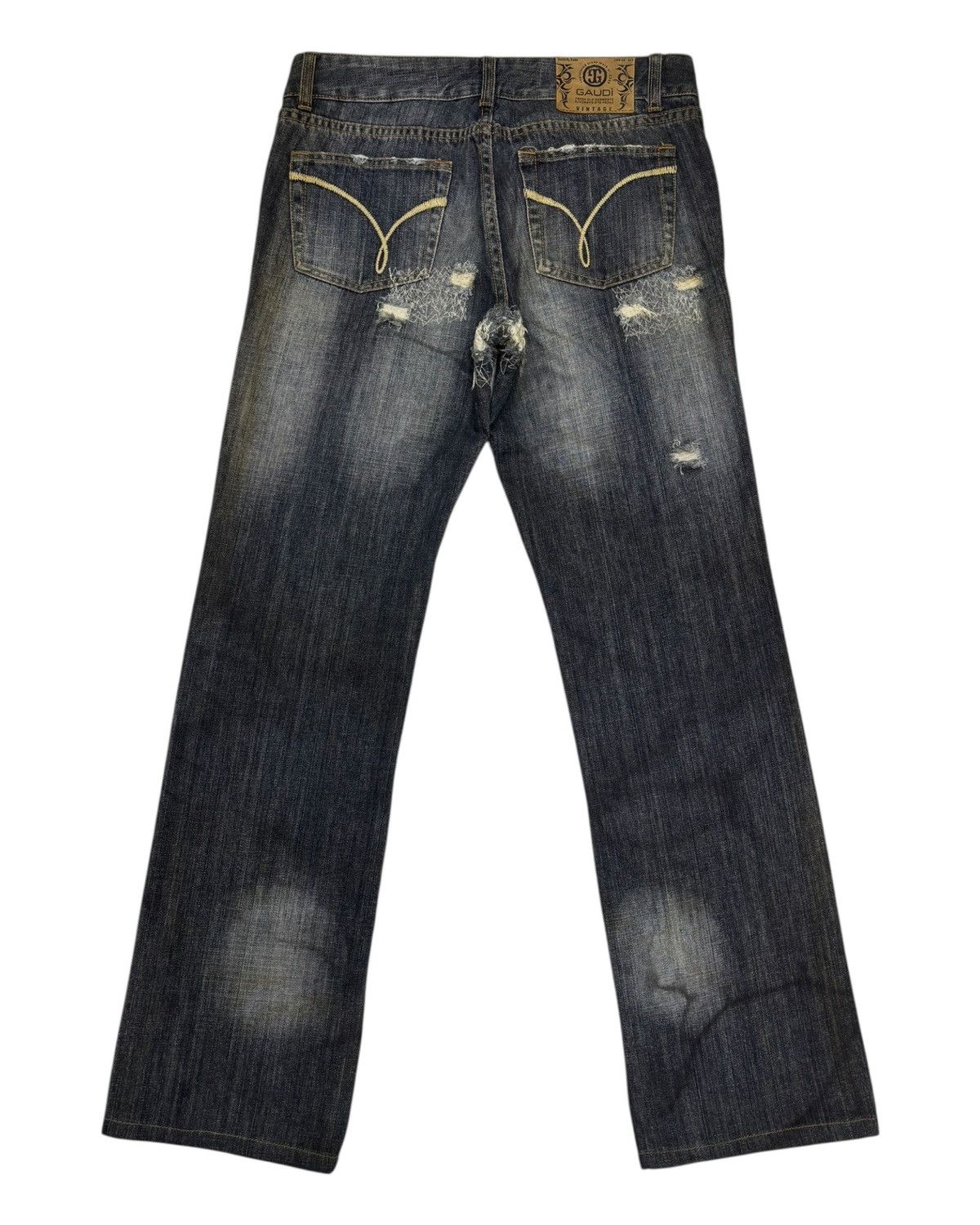 Hedi Slimane Distressed Web Chaos Stitch Wide Leg Denim Jean Dior Style Size US 32 / EU 48 - 8 Thumbnail