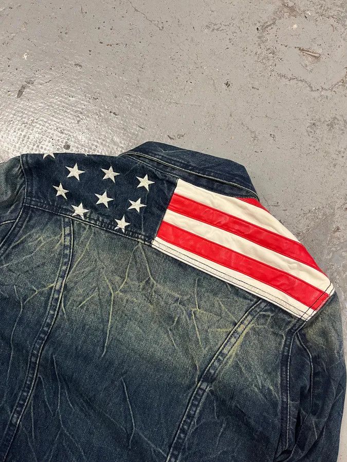 Dsquared2 × Vintage Dsquared2 Blue Faded Denim US Flag Jacket Size US S / EU 44-46 / 1 - 9 Thumbnail