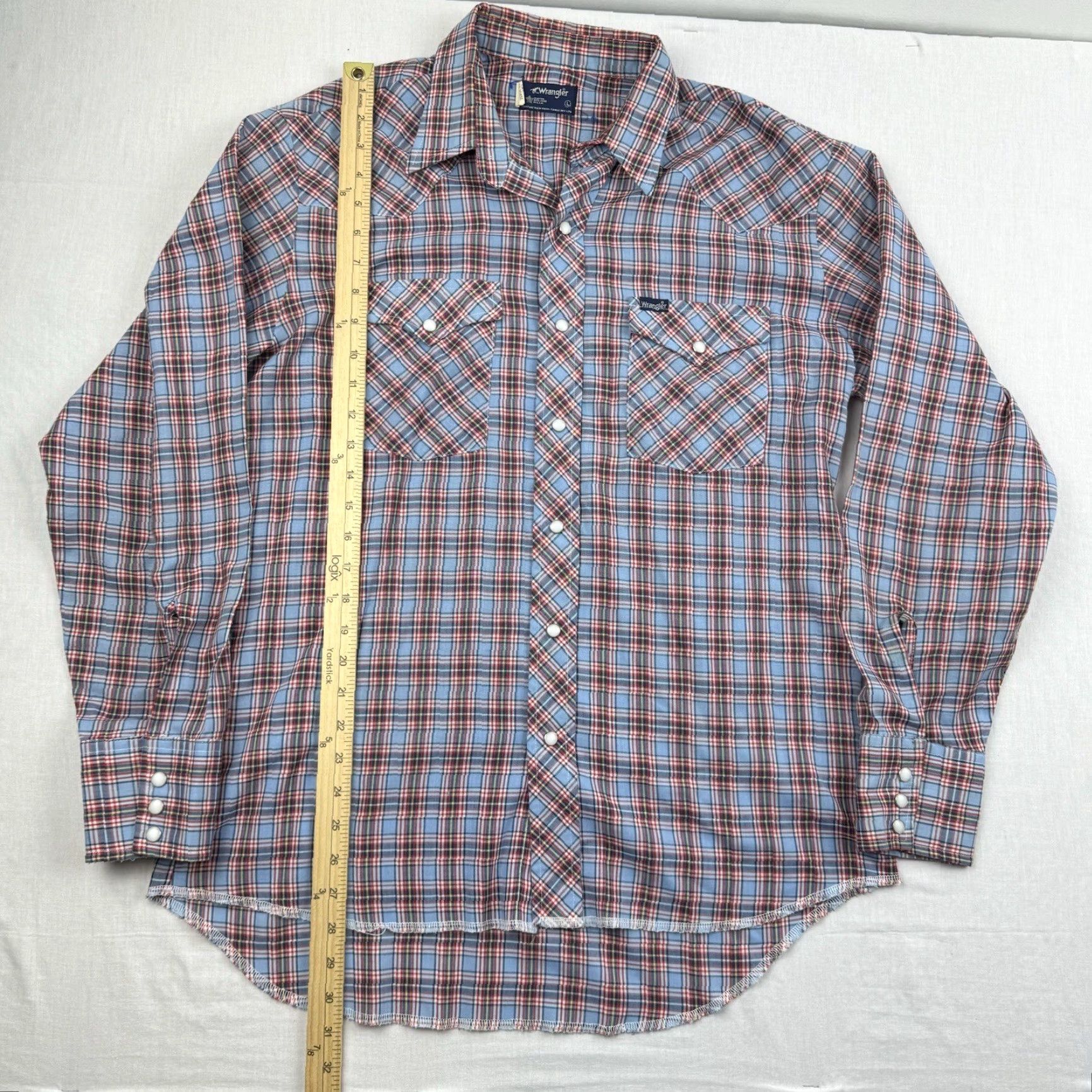 Wrangler VINTAGE Wrangler Western Button Up Shirt Adult Large Plaid Cowboys Pearl Snap 90s Mens Size US L / EU 52-54 / 3 - 6 Thumbnail