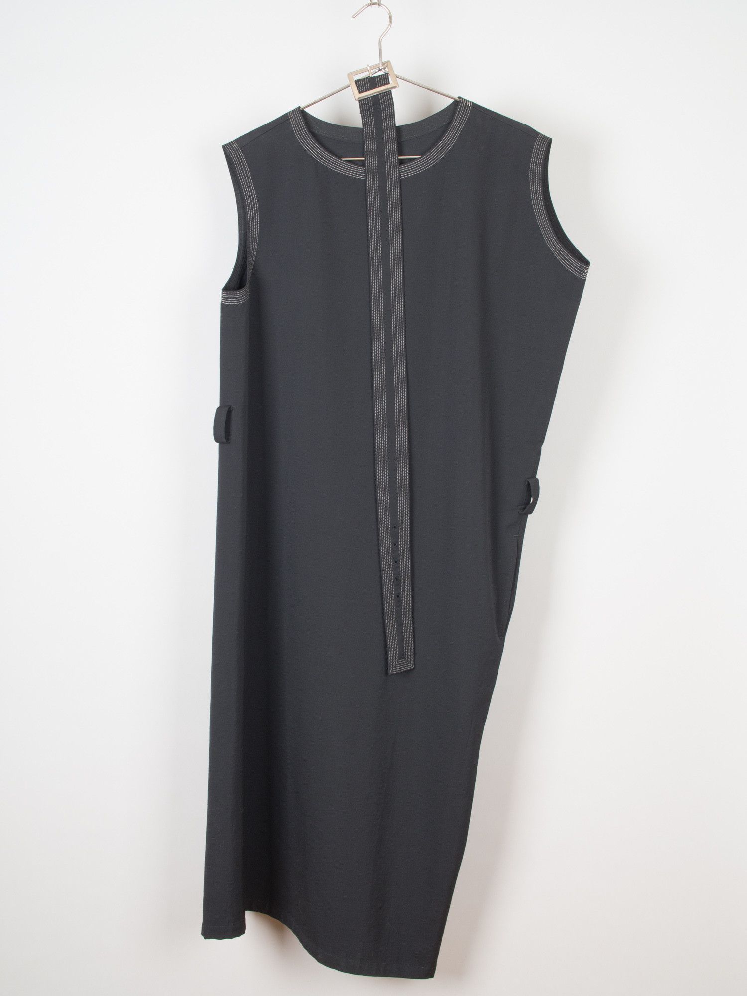Wool Garbadine Bias Cut Oversized Dress W/ Belt